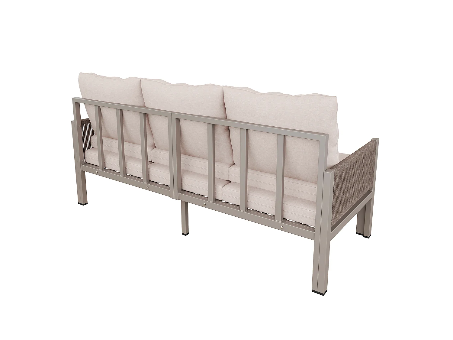 Tuinmeubelset voor 3 personen - Multifunctionele bank - om te zetten in een fauteuil - Gegalvaniseerd staal - Khaki