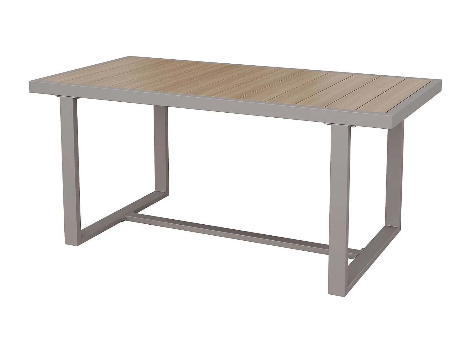 Zestaw mebli ogrodowych - 1 sofa 3-osobowa, 2 fotele, 1 ławka i 1 stół jadalny - Stal ocynkowana - Beżowa