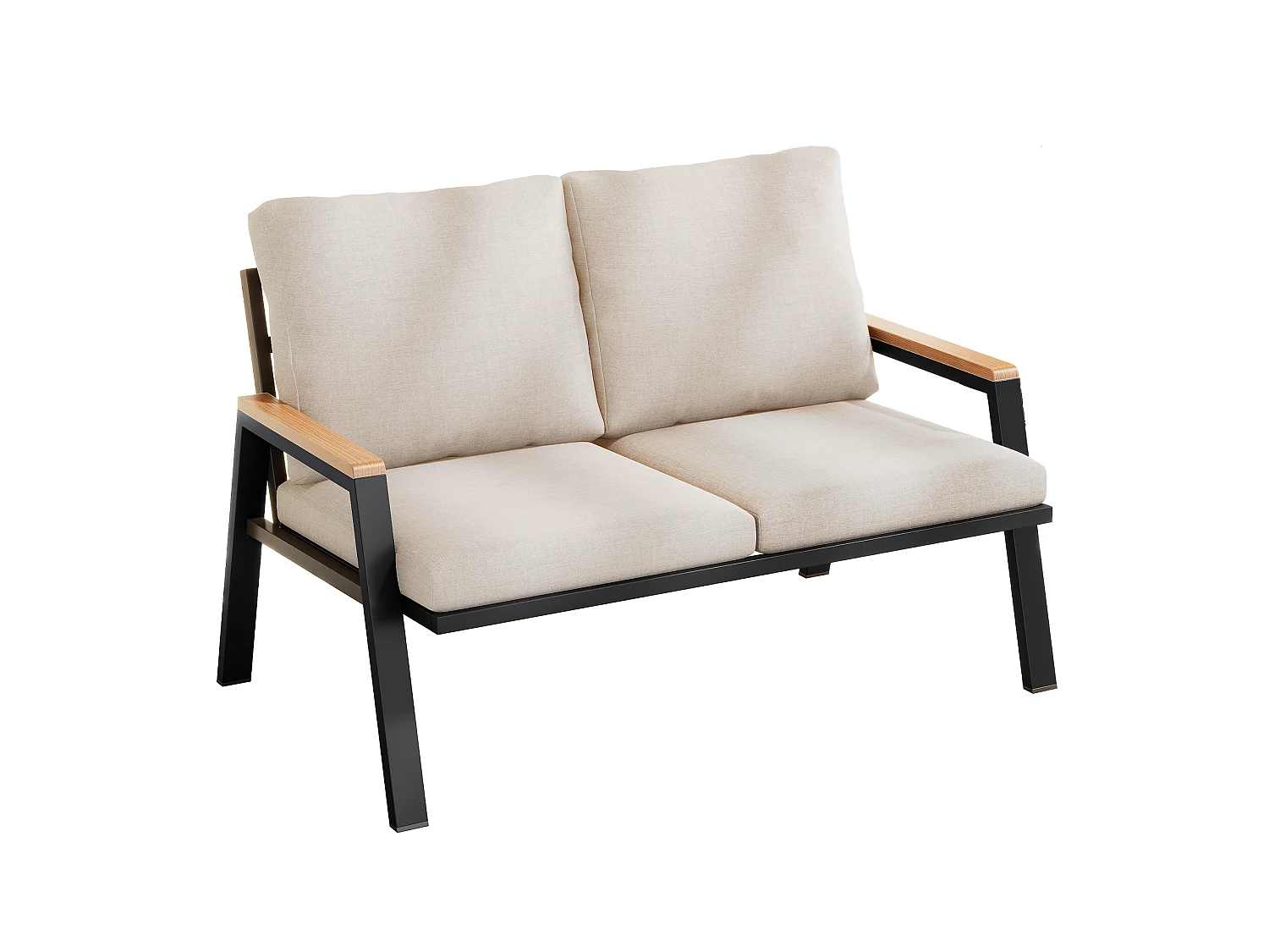 Zestaw mebli ogrodowych - Podwójna sofa na zewnątrz - Stal ocynkowana - Styl industrialny - Szaro-beżowy