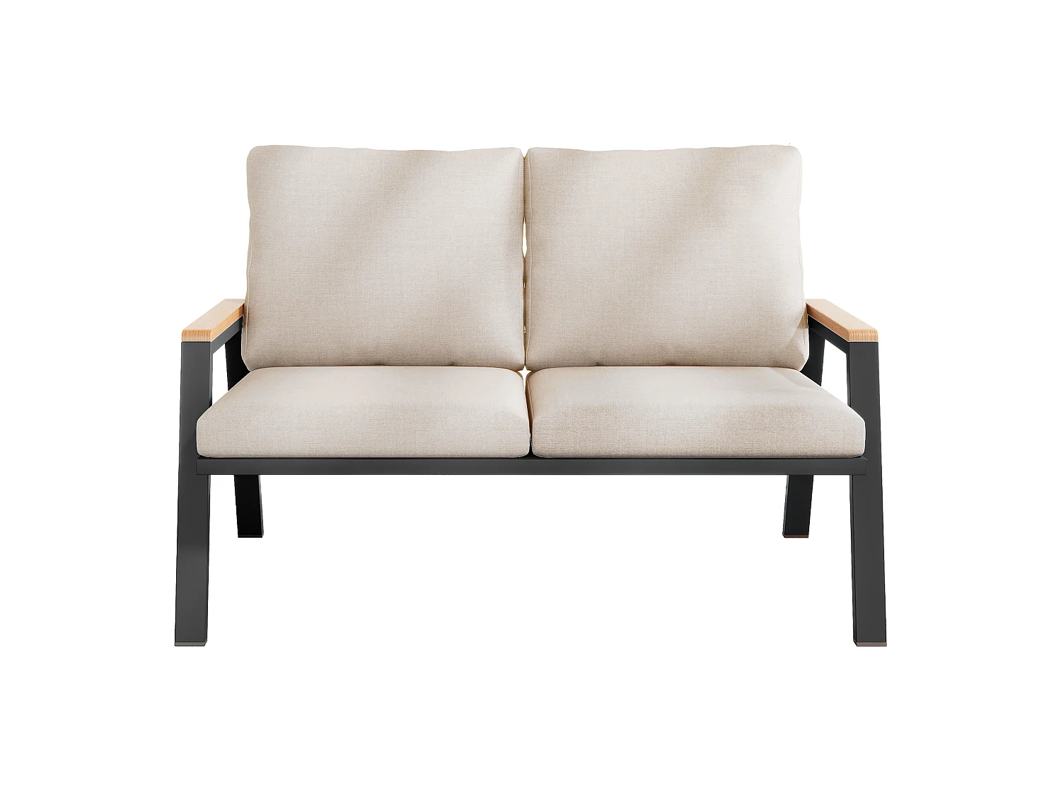 Zestaw mebli ogrodowych - Podwójna sofa na zewnątrz - Stal ocynkowana - Styl industrialny - Szaro-beżowy