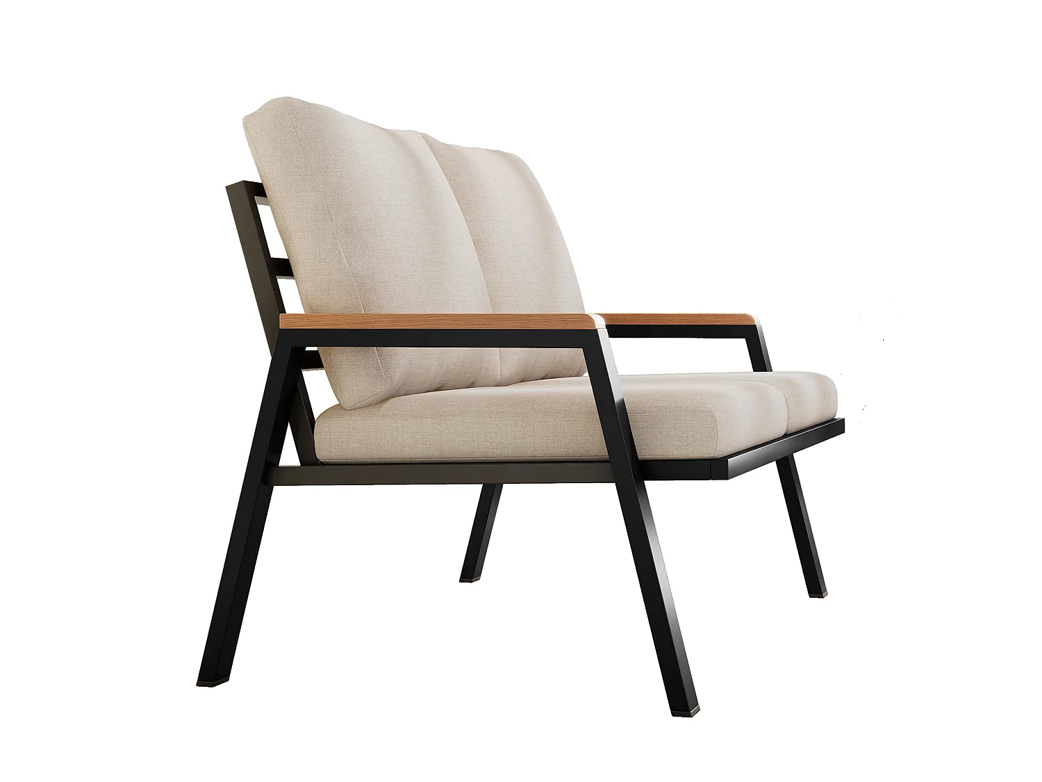 Zestaw mebli ogrodowych - Podwójna sofa na zewnątrz - Stal ocynkowana - Styl industrialny - Szaro-beżowy