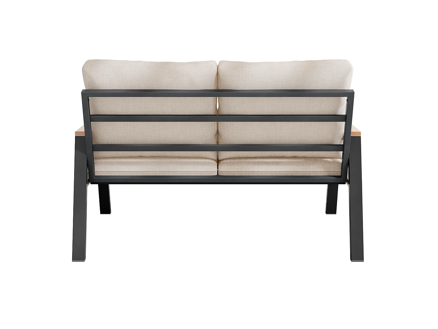 Zestaw mebli ogrodowych - Podwójna sofa na zewnątrz - Stal ocynkowana - Styl industrialny - Szaro-beżowy