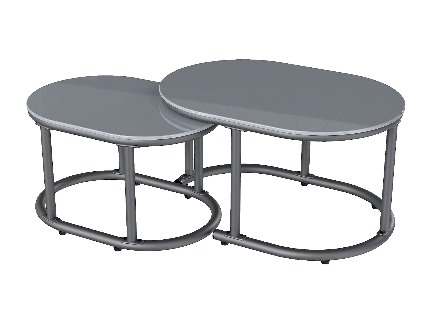 Tuinset voor 6 personen - Glasplaat, handgeweven touw, 2 salontafels en 1 bank - Gegalvaniseerde ijzeren structuur - Grijs