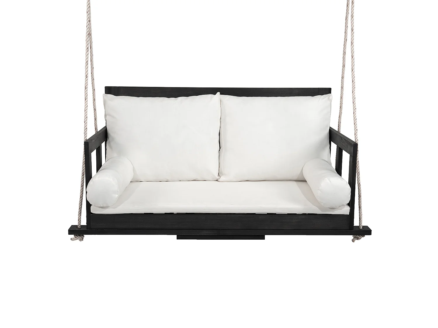 Gartenschaukel, Doppel-Hängesessel - abnehmbares und waschbares Sitzkissen - Akazienholz - Schwarz