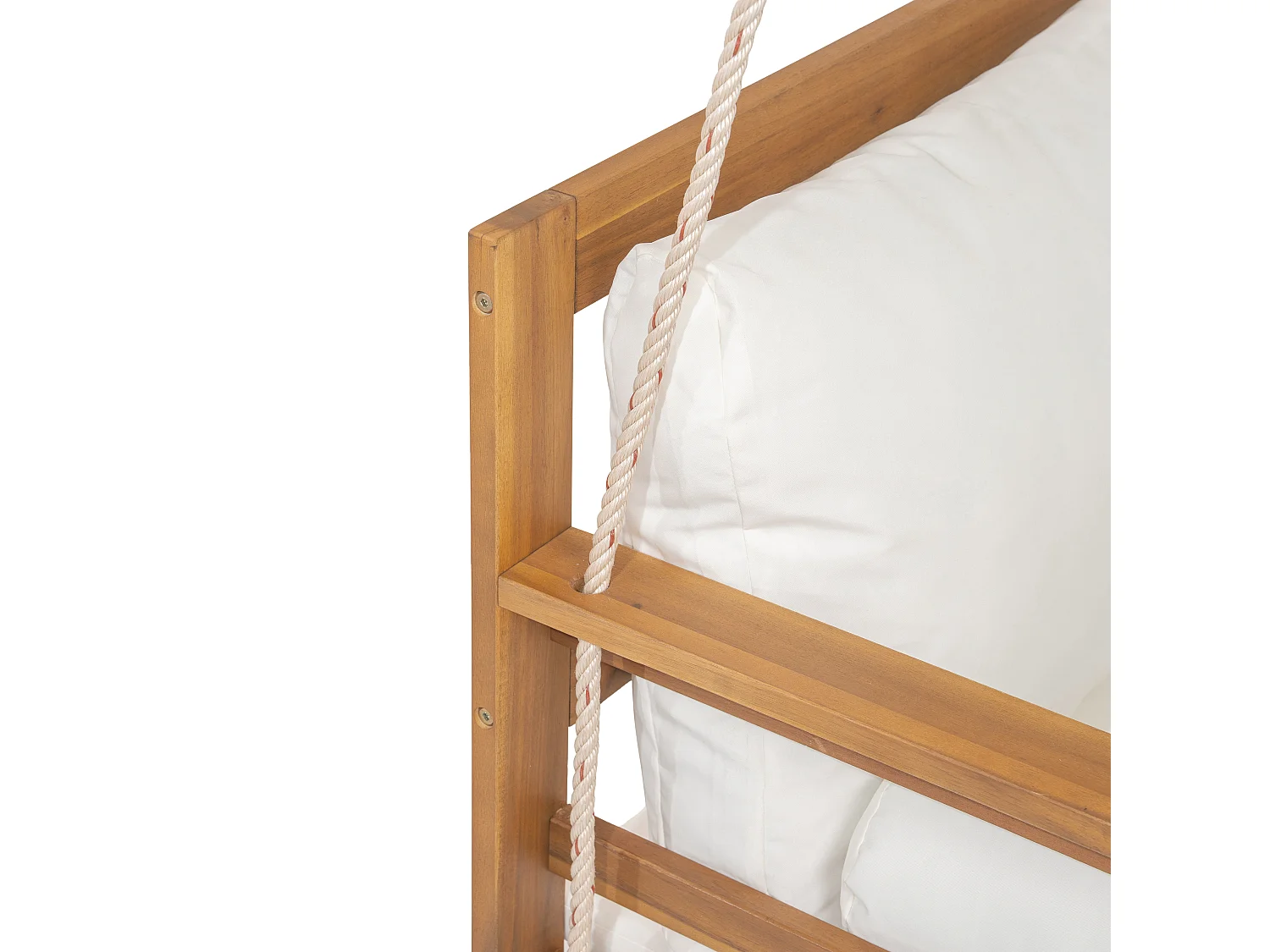 Gartenschaukel, Doppel-Hängesessel - abnehmbares und waschbares Sitzkissen - Akazienholz - Natur