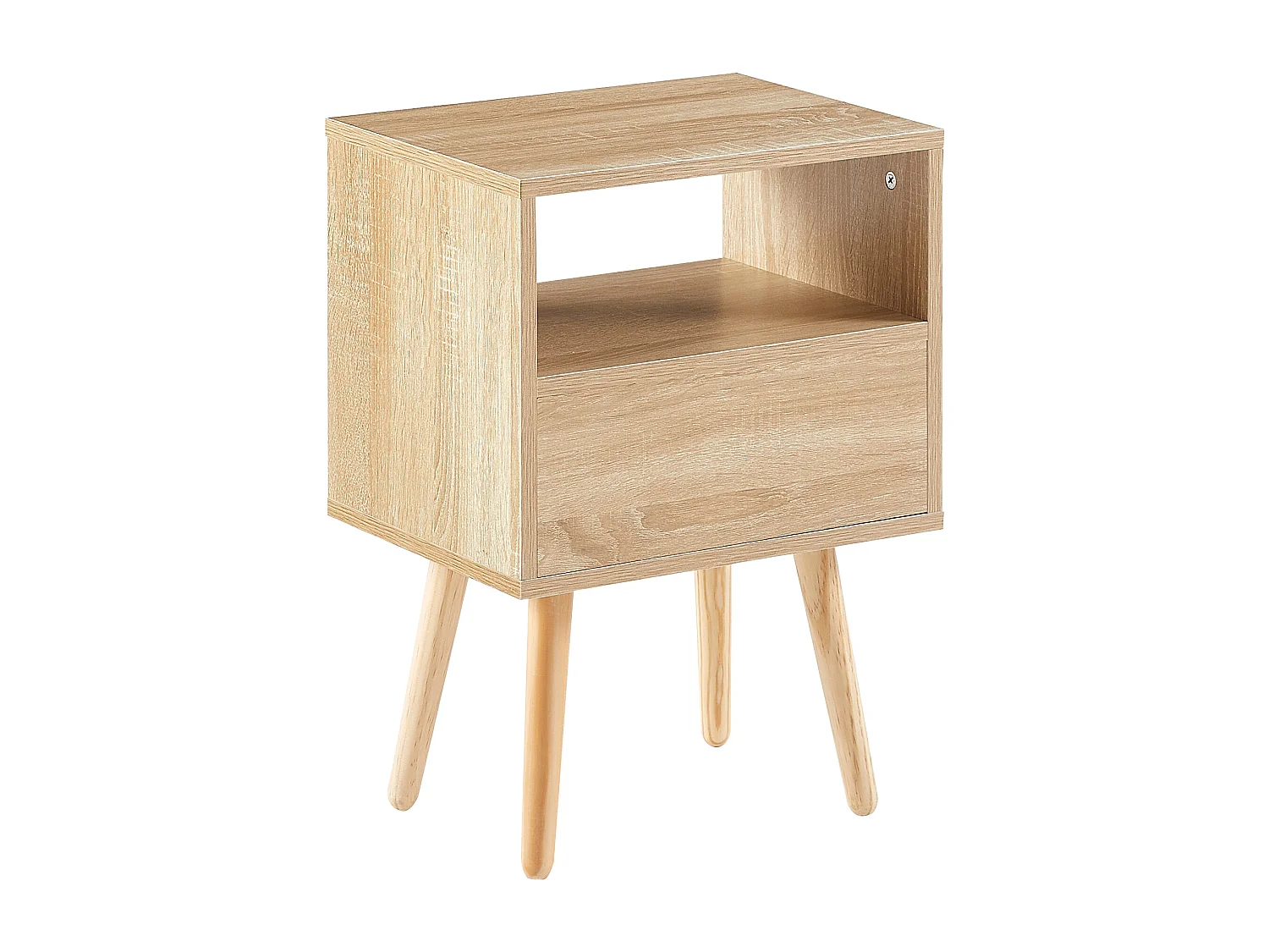 Table de chevet naturelle clair avec tiroir 40x30x56 cm