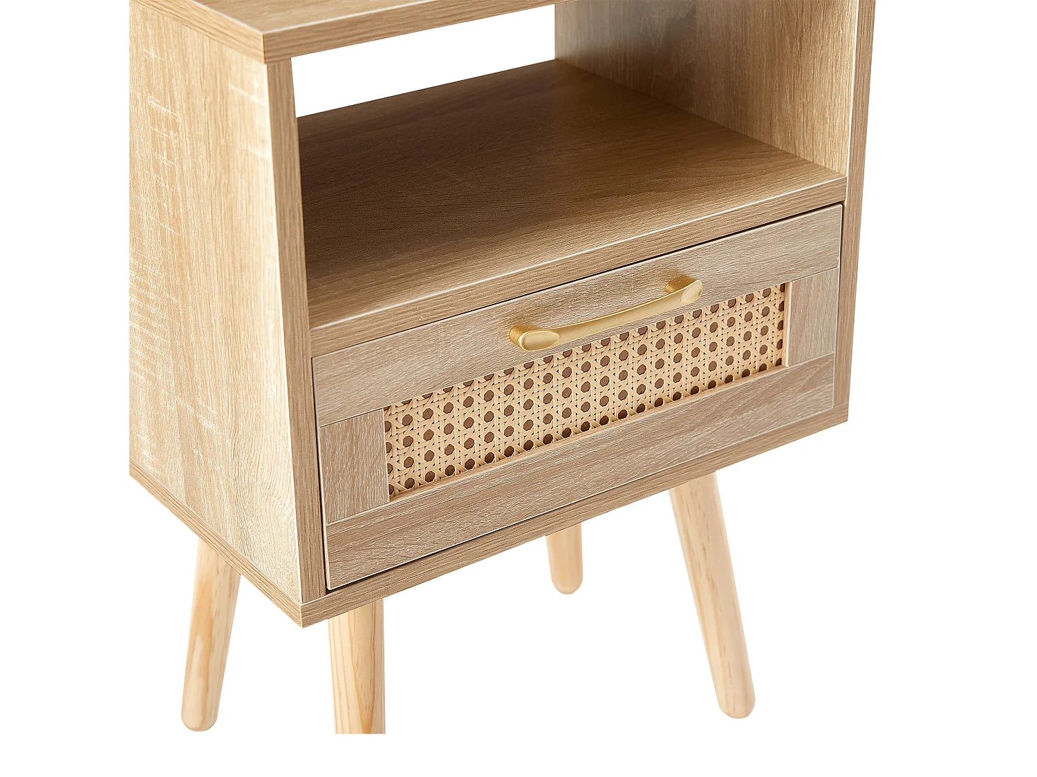 Table de chevet naturelle clair avec tiroir 40x30x56 cm