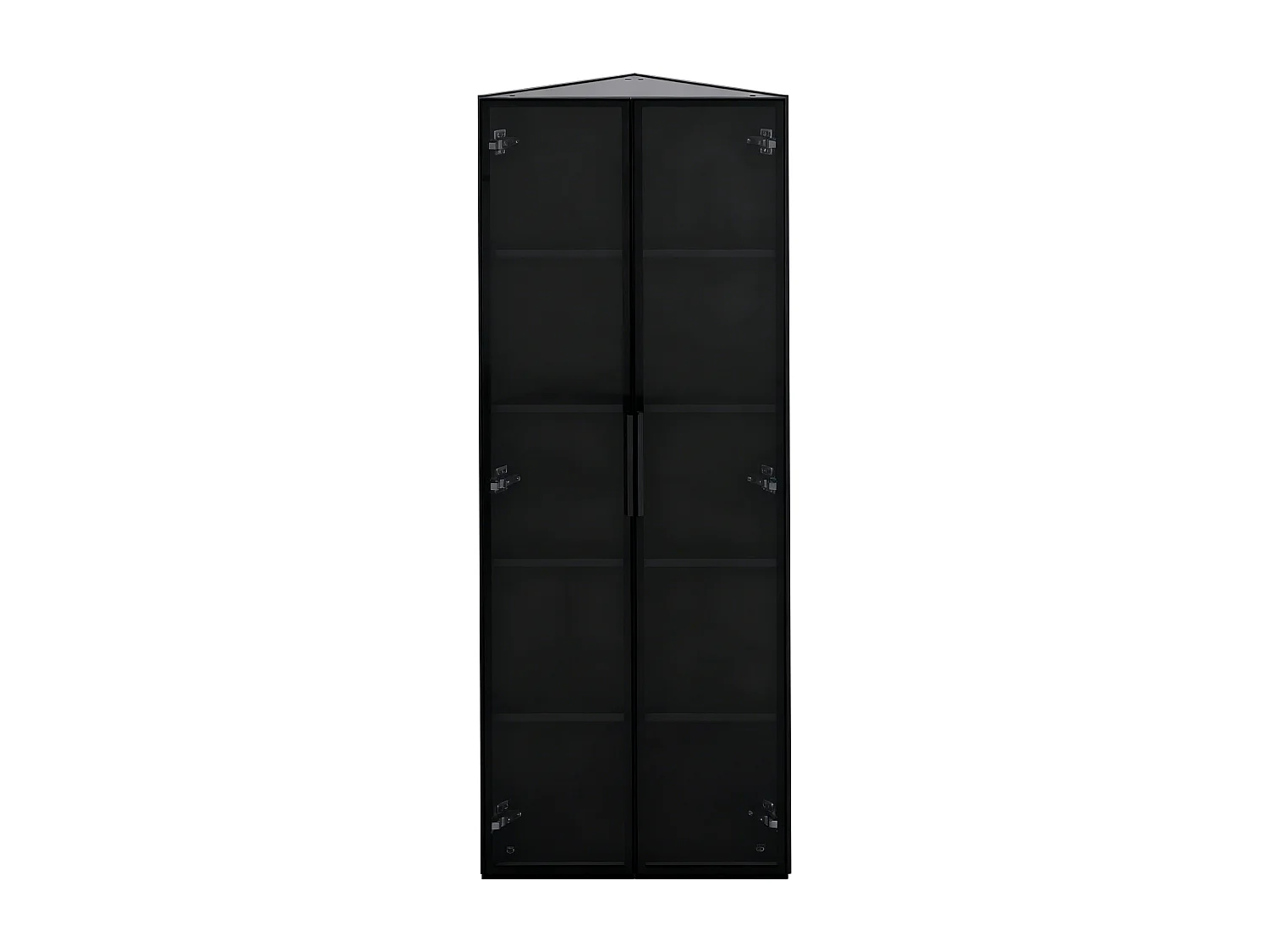 Vitrine d’angle LED 62x35x160 cm avec 2 portes verre - Noir