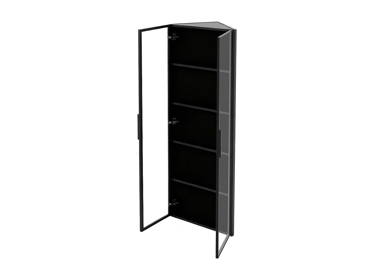 Vitrine d’angle LED 62x35x160 cm avec 2 portes verre - Noir