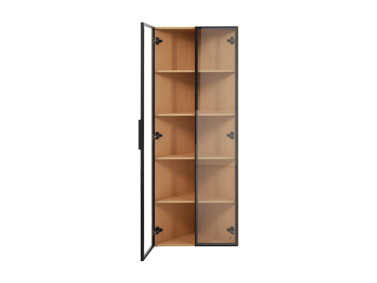 Hoek-LED-vitrine 62x35x160 cm met 2 glazen deuren - Houtkleur