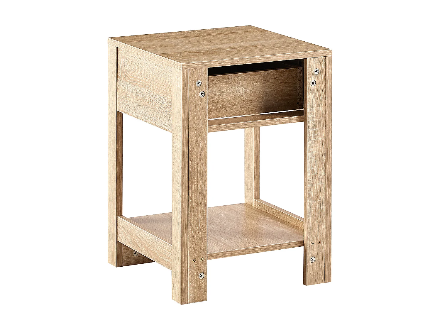 Table de chevet avec tiroir effet rotin - Naturel clair 40x40x55 cm