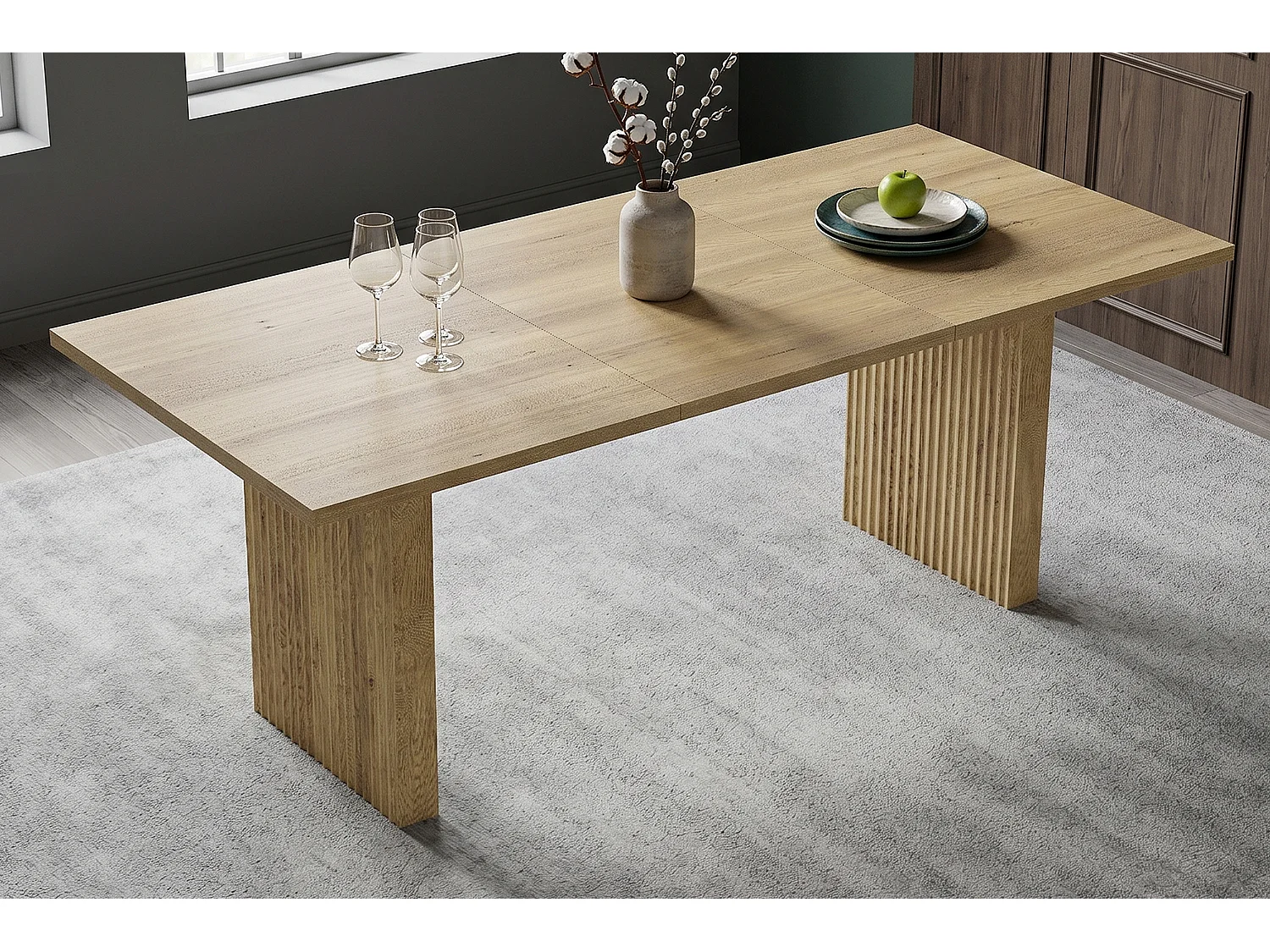 Table de salle à manger extensible - 140/200 x 90 x 75 cm - pour 6 à 8 personnes - Style sobre - MDF - naturel