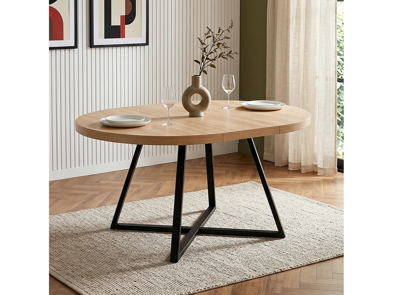 Table de salle à manger extensible - 100/140 x 100 cm x 75 cm - pour 4 à 6 personnes - Style moderne - MDF - naturel