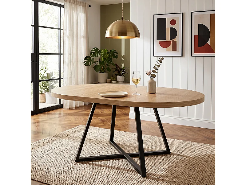 Uitschuifbare eettafel - 100/140 x 100 cm x 75 cm - voor 4 tot 6 personen - Moderne stijl - MDF - naturel