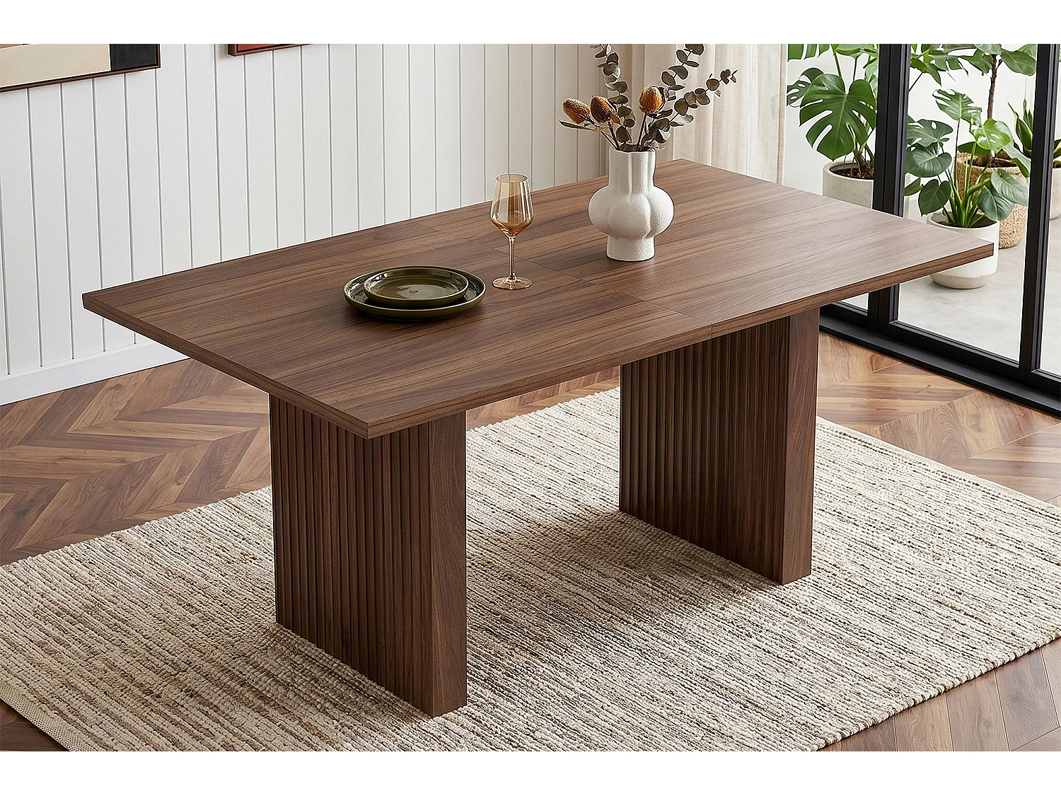 Table de salle à manger extensible - 140/200 x 90 x 75 cm - pour 6 à 8 personnes - Style sobre - MDF - marron