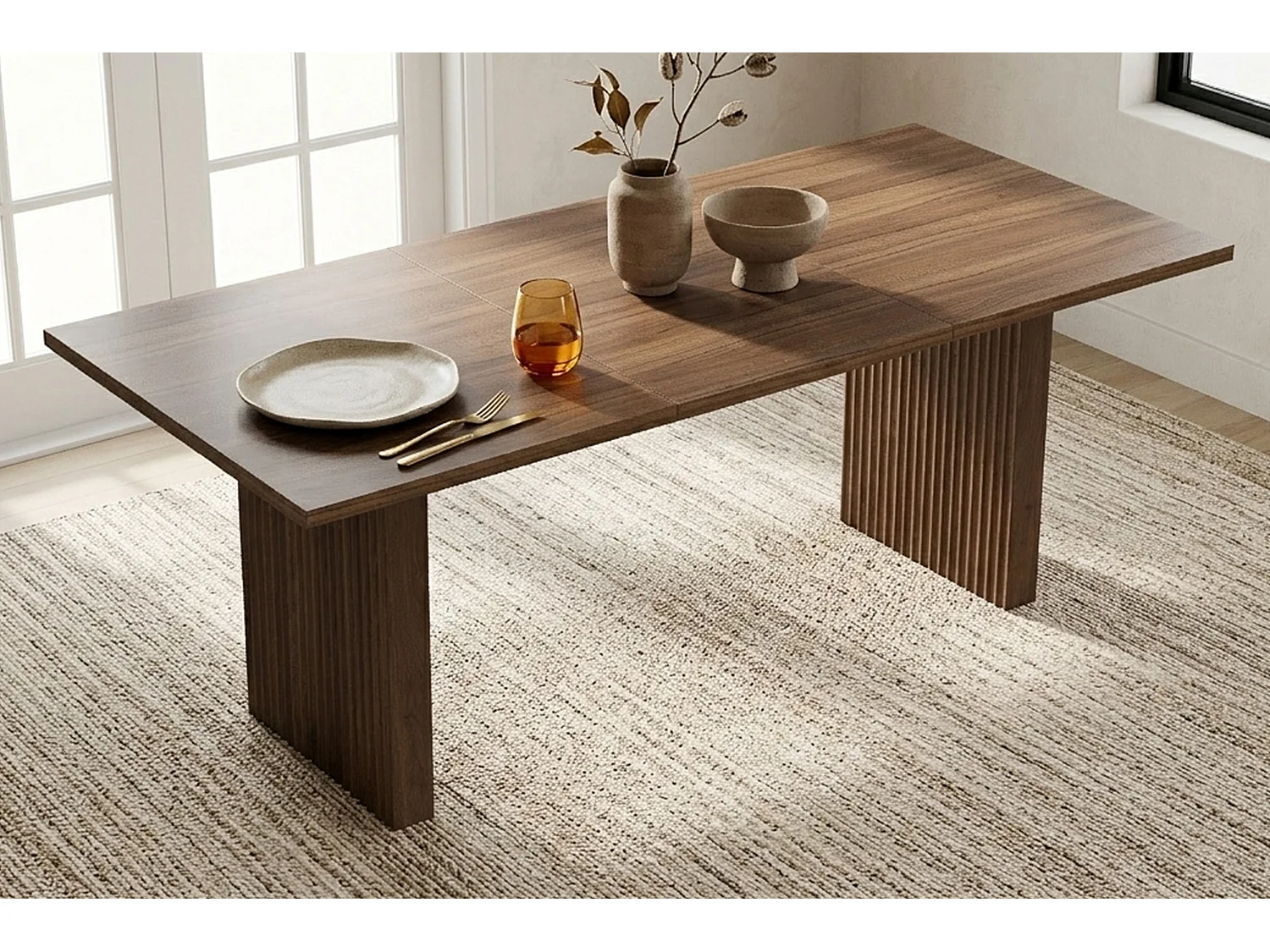 Table de salle à manger extensible - 140/200 x 90 x 75 cm - pour 6 à 8 personnes - Style sobre - MDF - marron