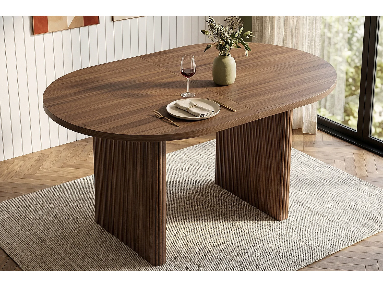 Table de salle à manger extensible - 140/200 x 90 x 75 cm - pour 6 à 8 personnes - Style sobre - MDF - marron