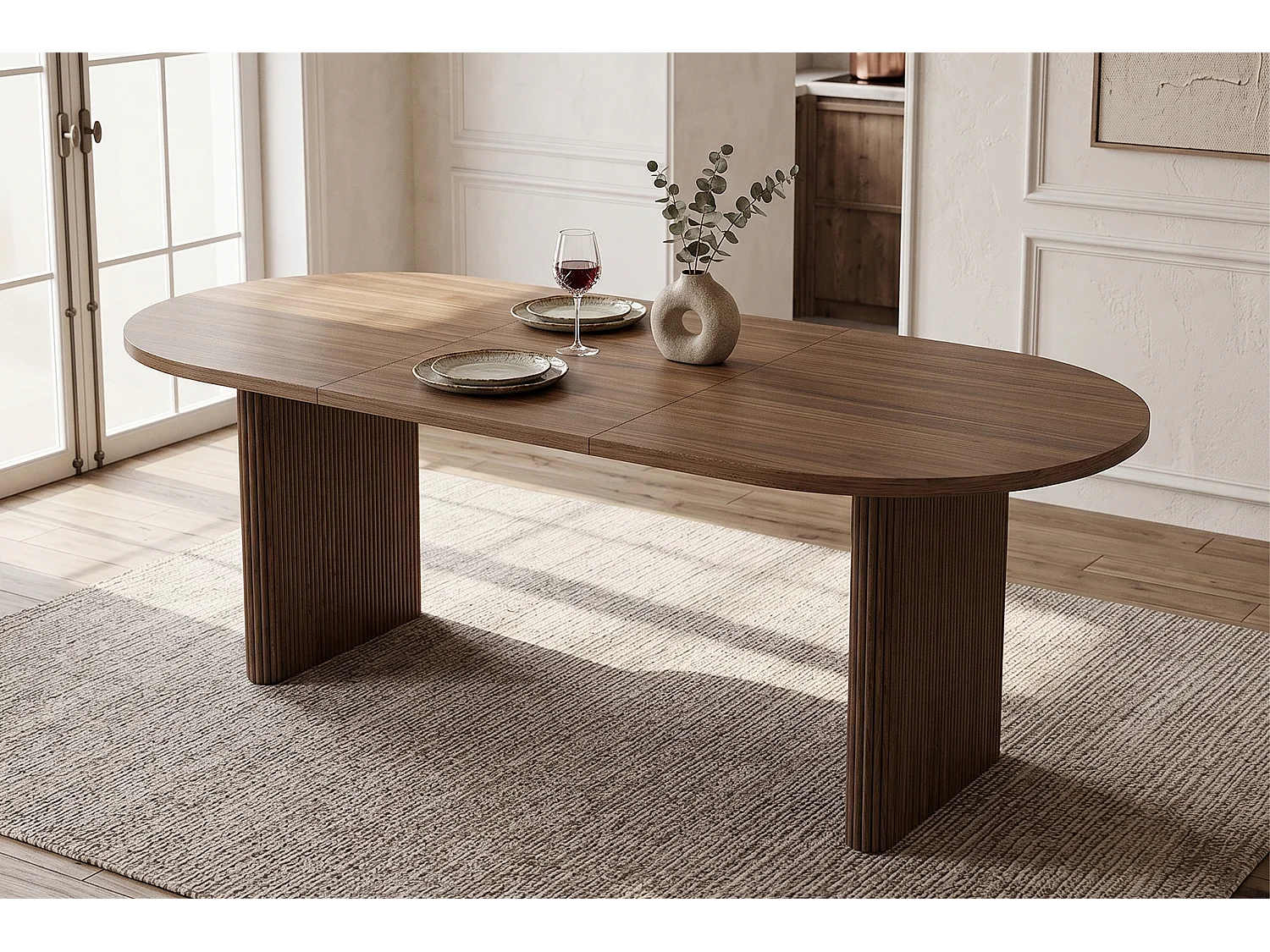 Table de salle à manger extensible - 140/200 x 90 x 75 cm - pour 6 à 8 personnes - Style sobre - MDF - marron