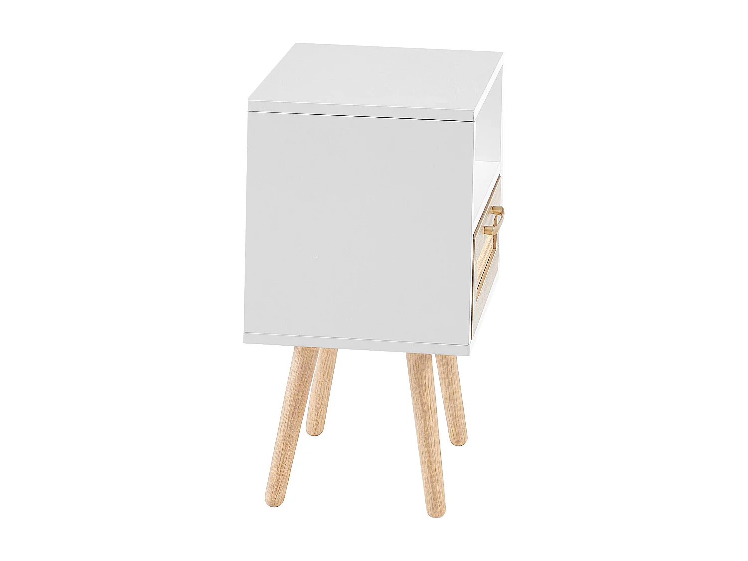 Table de chevet blanche et naturelle avec tiroir 40x30x56 cm