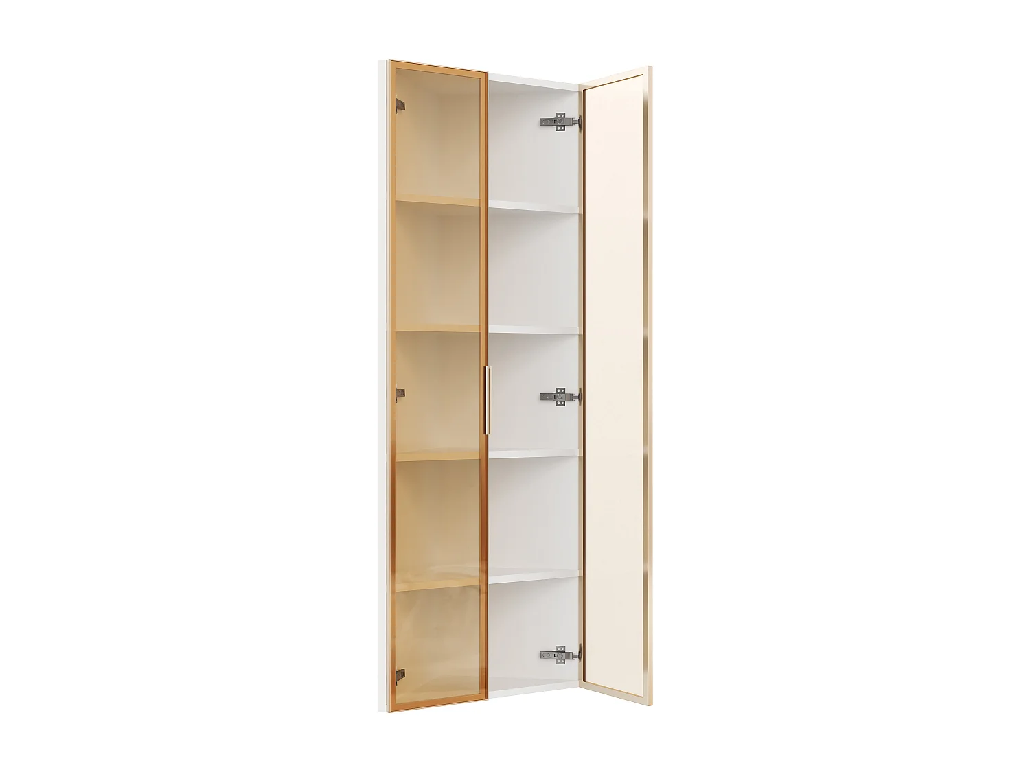 Hoek-LED-vitrine, 62x35x160 cm, wit glas met 2 deuren