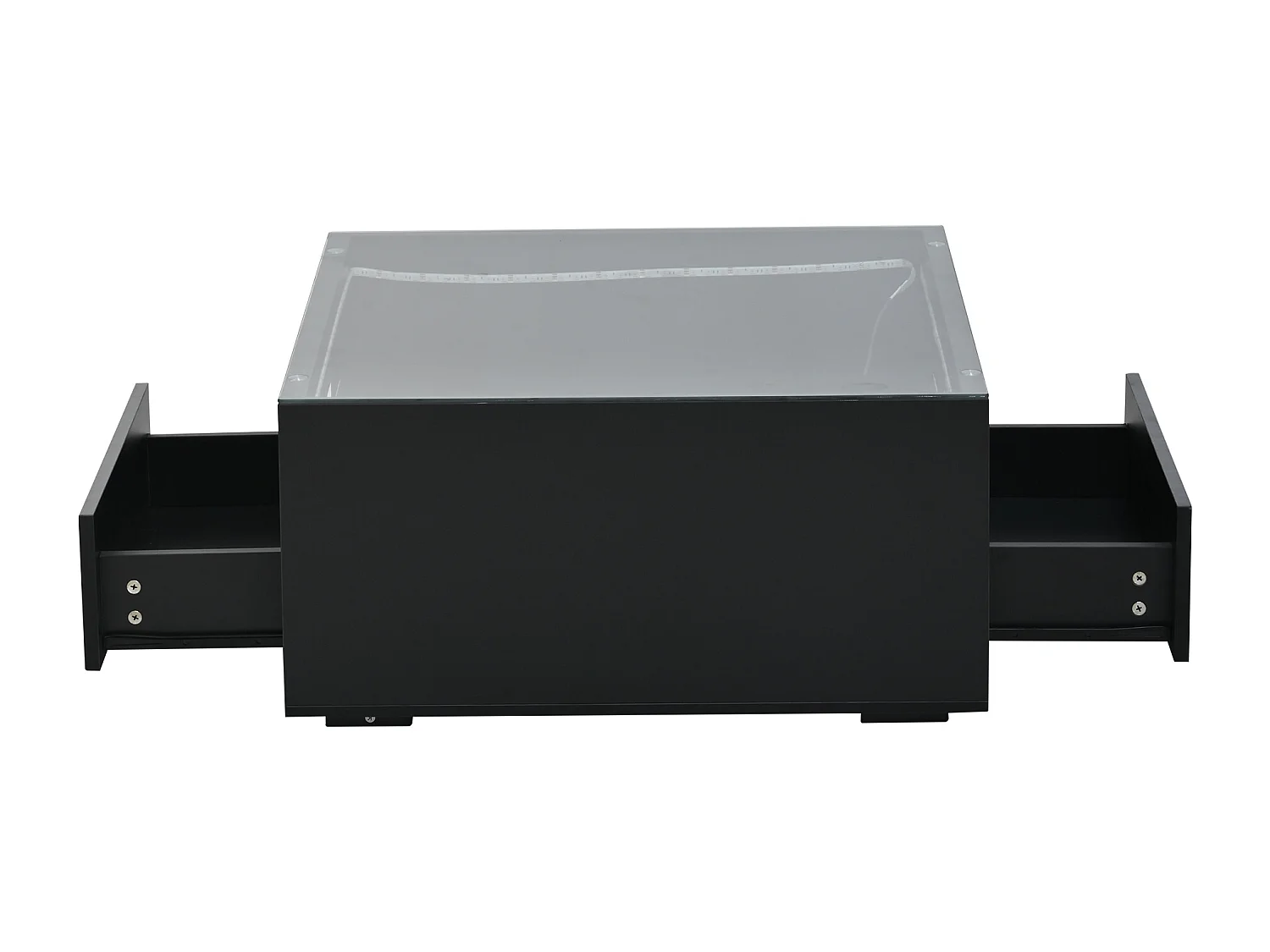 Table basse carrée LED 70x70x35 cm avec 2 tiroirs - Noir