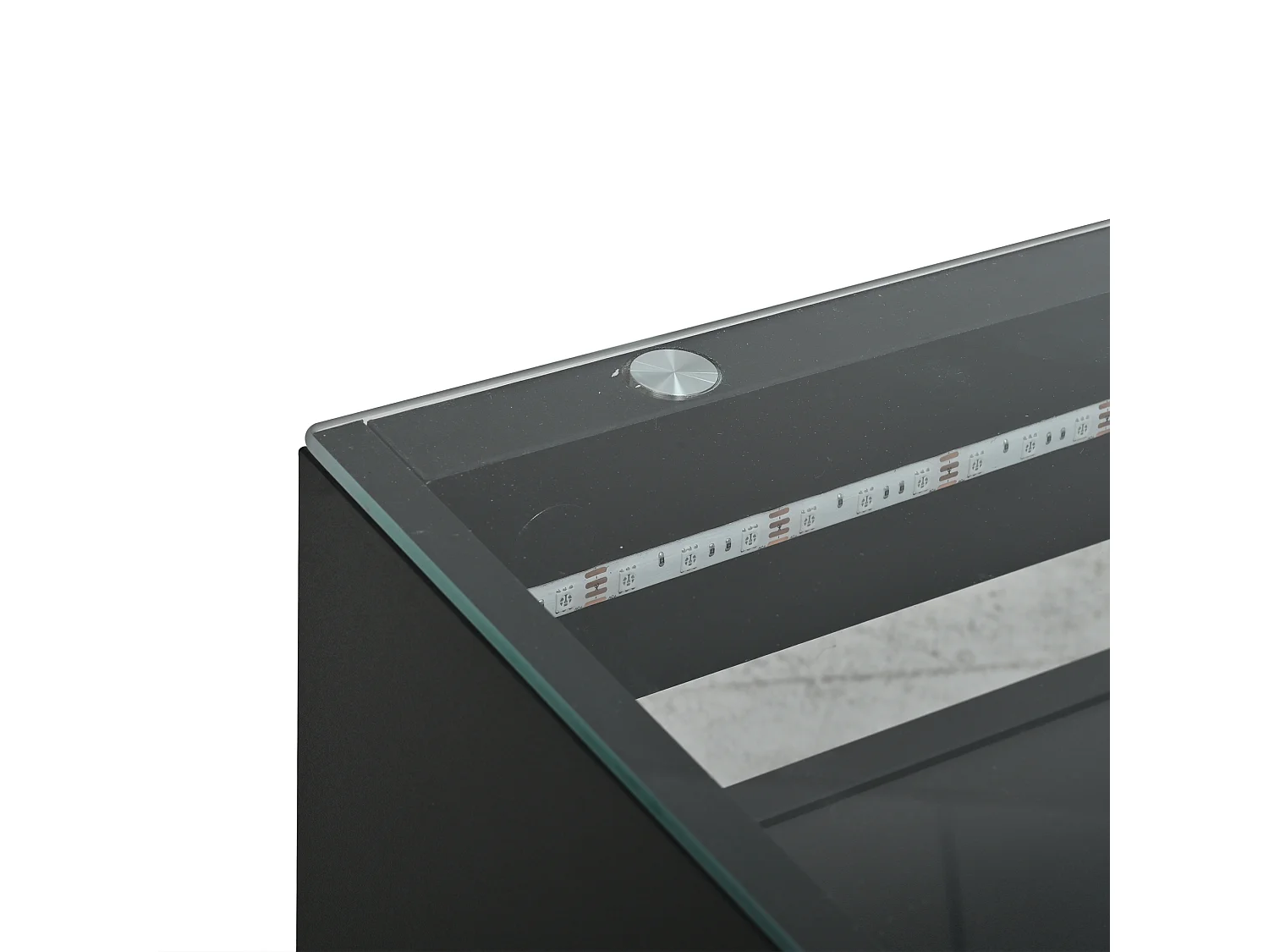 Table basse carrée LED 70x70x35 cm avec 2 tiroirs - Noir