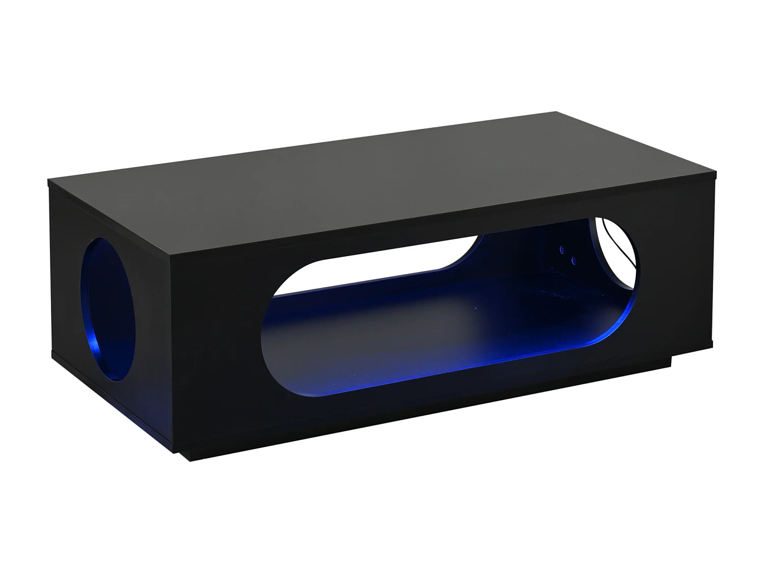 Couchtisch mit Hochglanzoberfläche – 100 x 50 x 30 cm – mit LED-Beleuchtung und Ablagefläche – MDF – schwarz