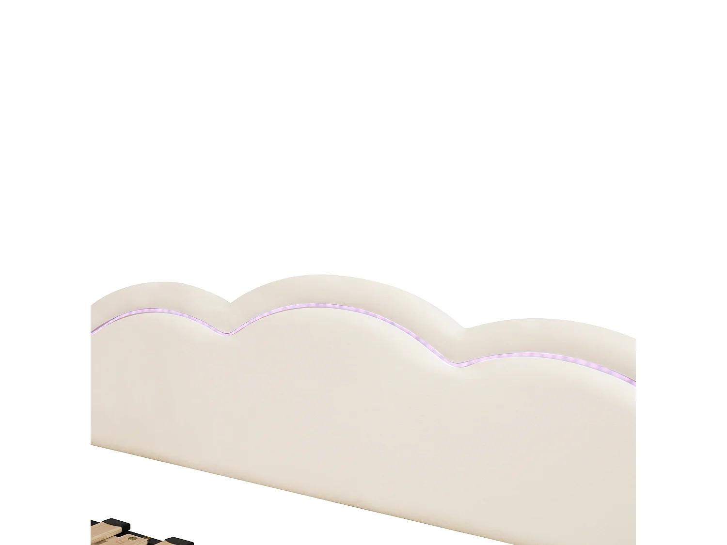 Lit banquette 90 x 200 cm convertible 180 x 200 cm avec LED et port USB, velours beige