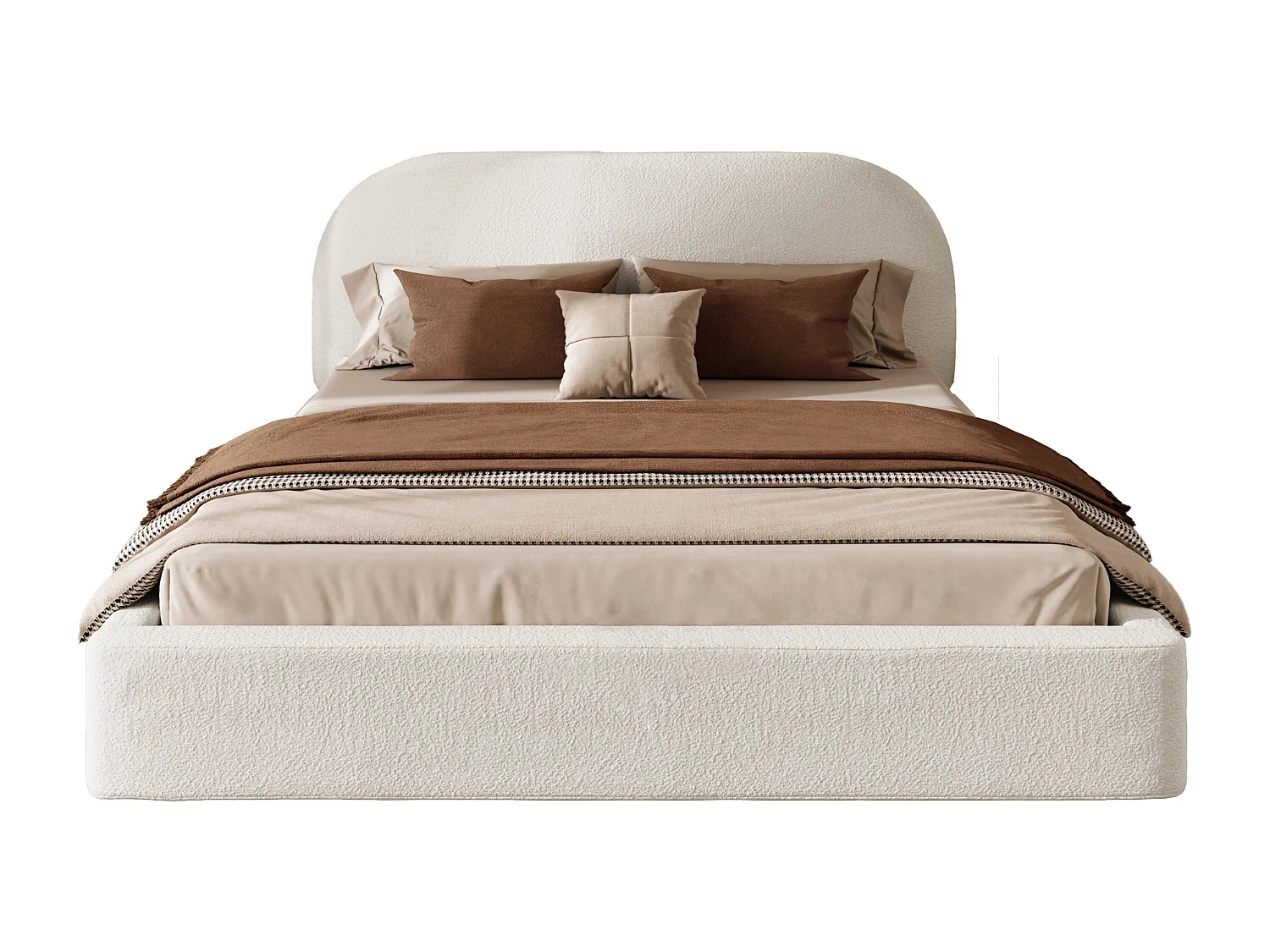 Polstret dobbeltseng 180x200 cm - med lamelbund - bouclé stof - Beige (uden madras)