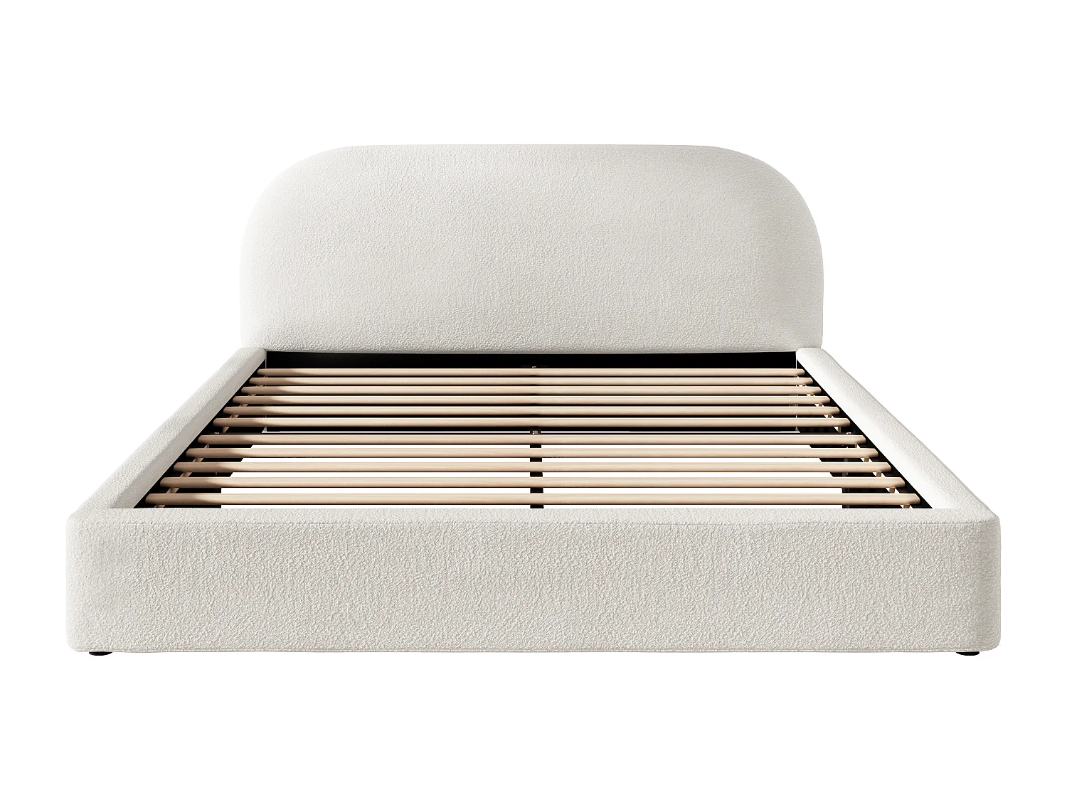 Polstret dobbeltseng 180x200 cm - med lamelbund - bouclé stof - Beige (uden madras)