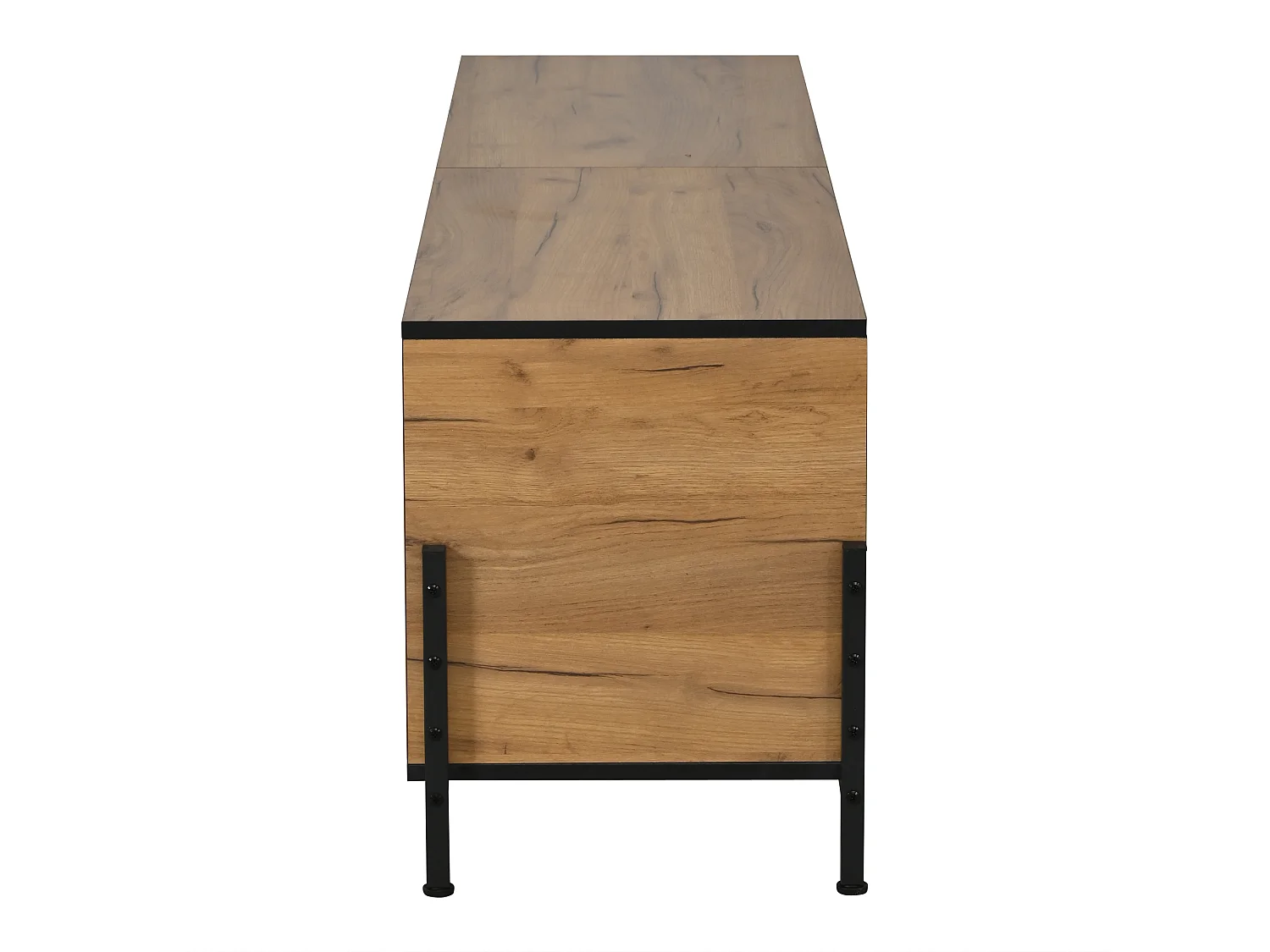 TV-Möbel fürs Wohnzimmer – 153 x 40 x 50 cm – mit 4 Türen – geometrisches Design – für 65-Zoll-Fernseher – MDF – natur