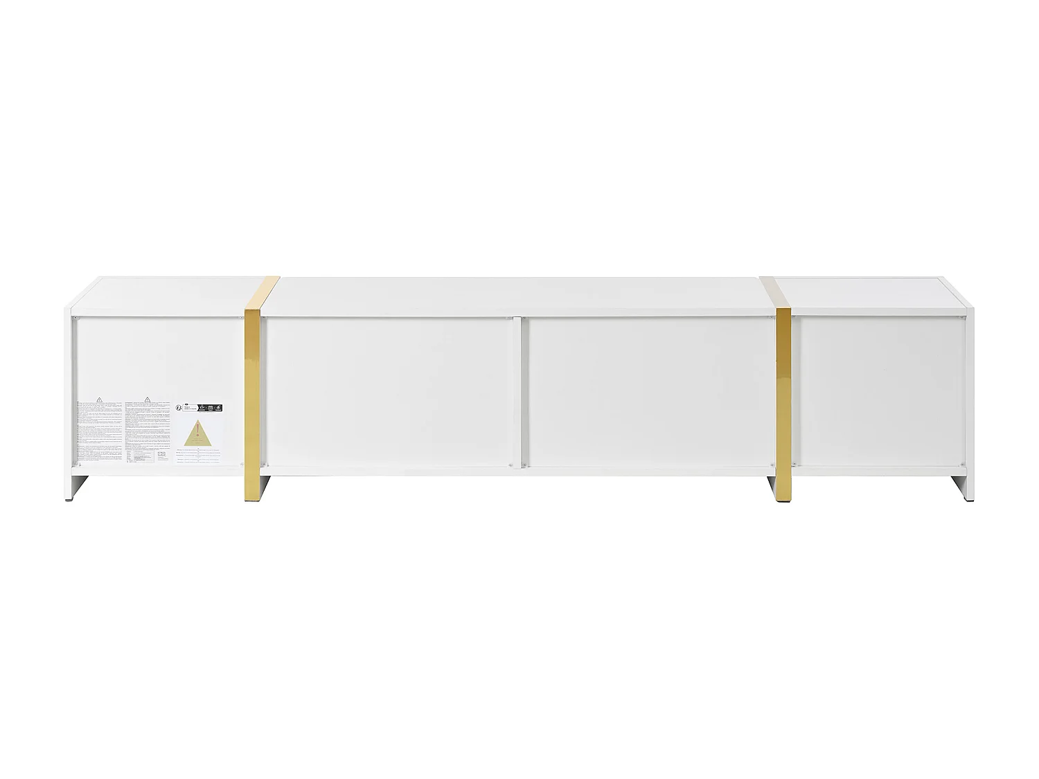 Meuble TV finition laquée brillante avec 4 tiroirs et 2 portes - Blanc