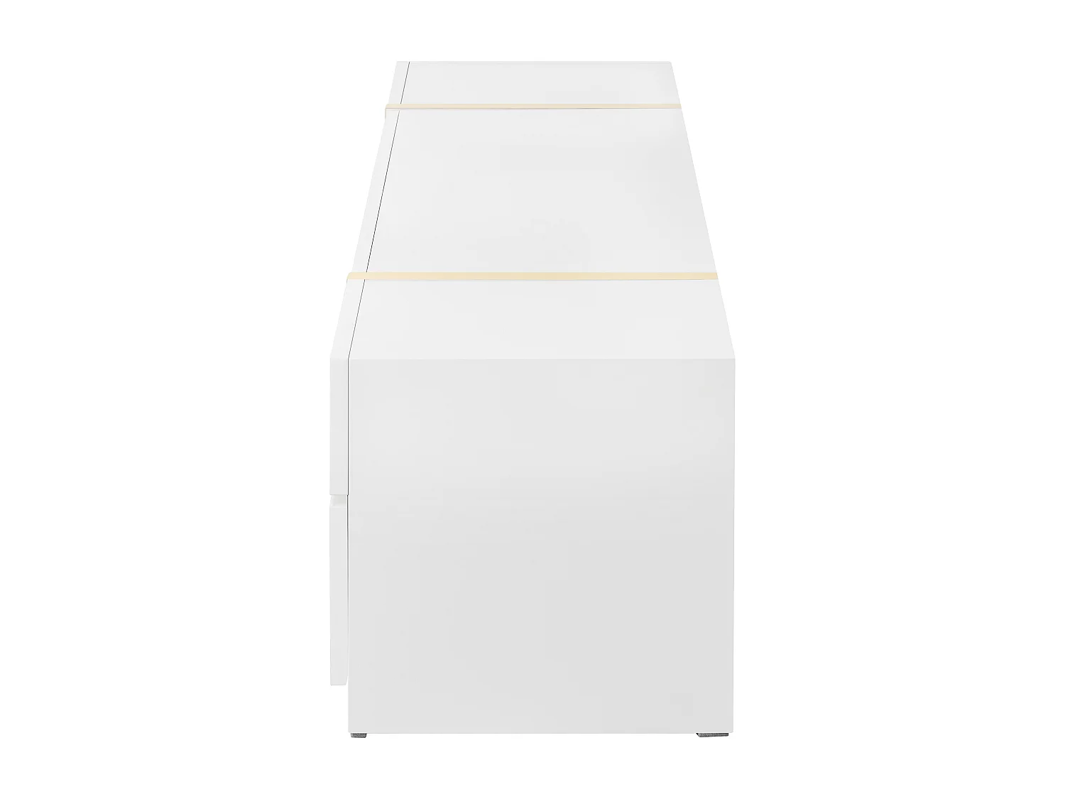 Meuble TV finition laquée brillante avec 4 tiroirs et 2 portes - Blanc