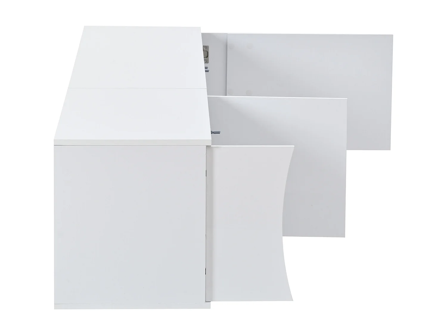 Meuble TV 180 x 40 x 45 cm à 3 portes et LED - Finition brillant blanc