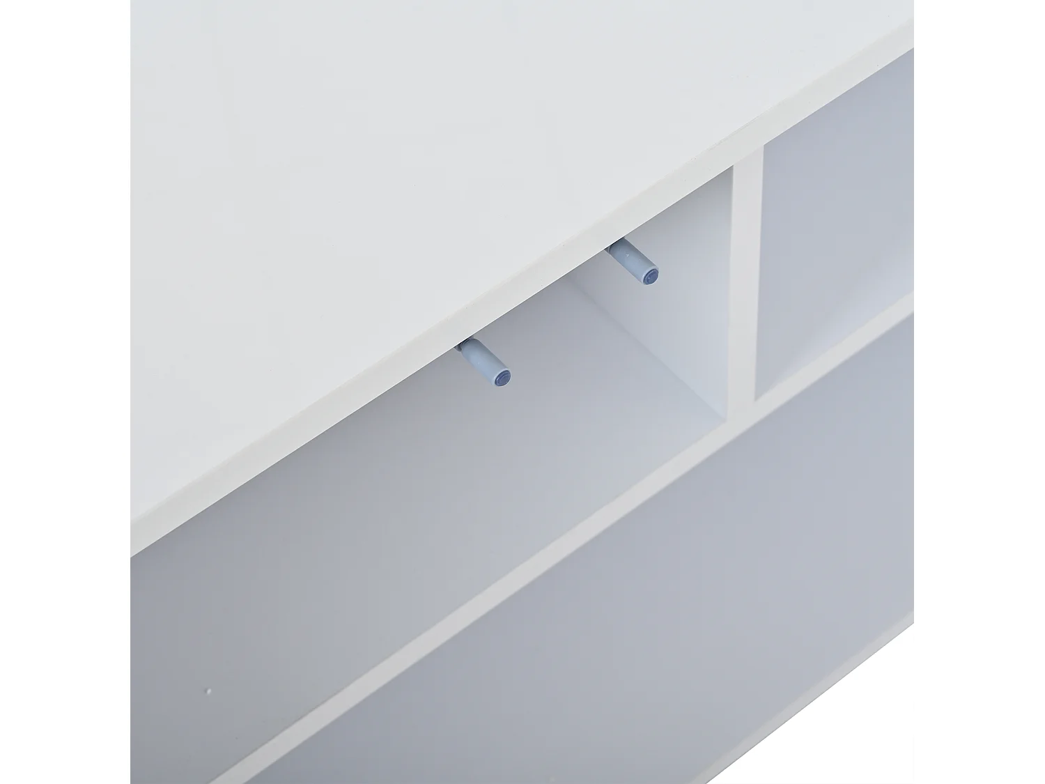 Meuble TV 180 x 40 x 45 cm à 3 portes et LED - Finition brillant blanc