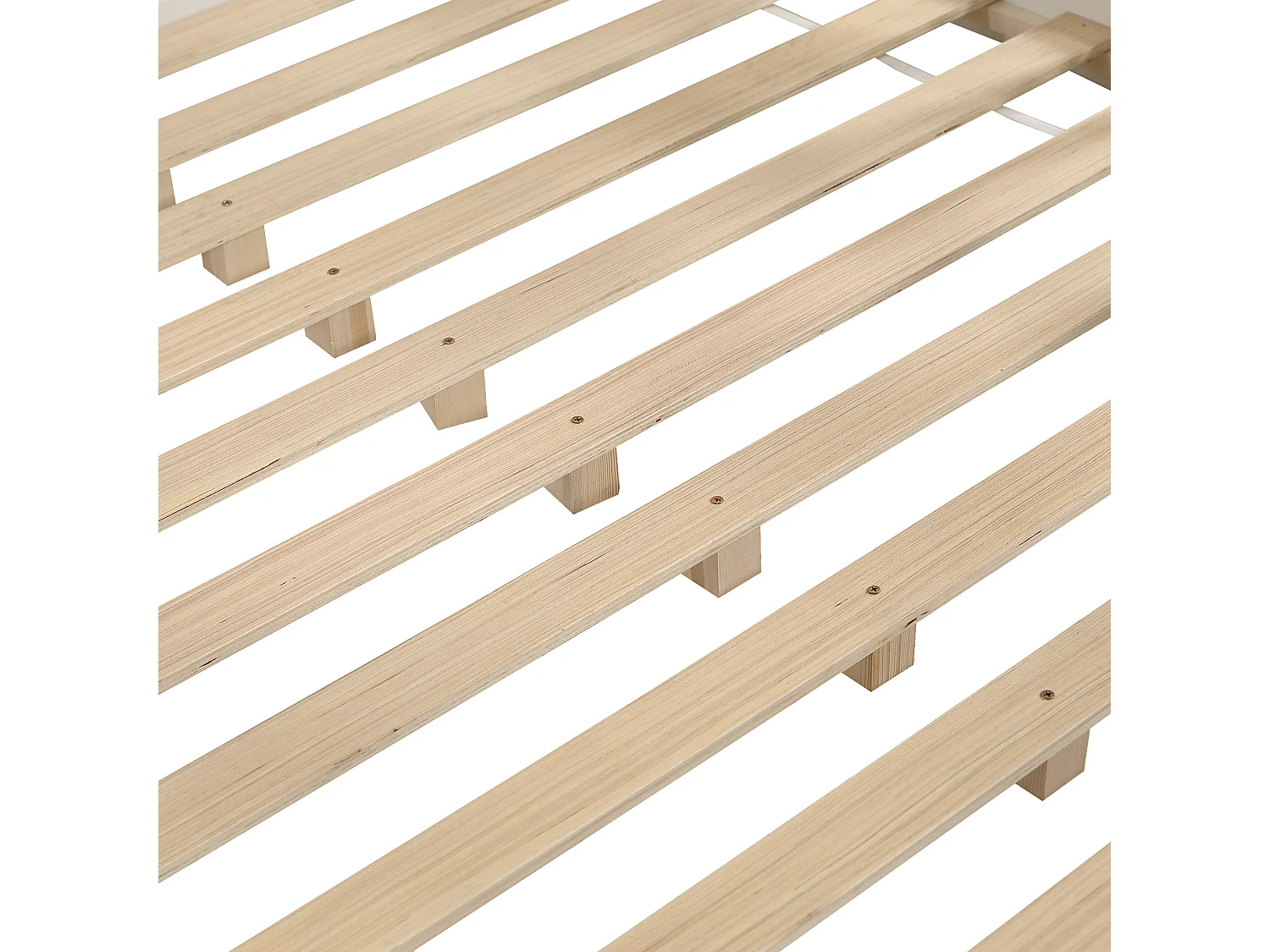 Lit cabane 140x200 cm avec rideaux blancs - Lit double en pin et MDF