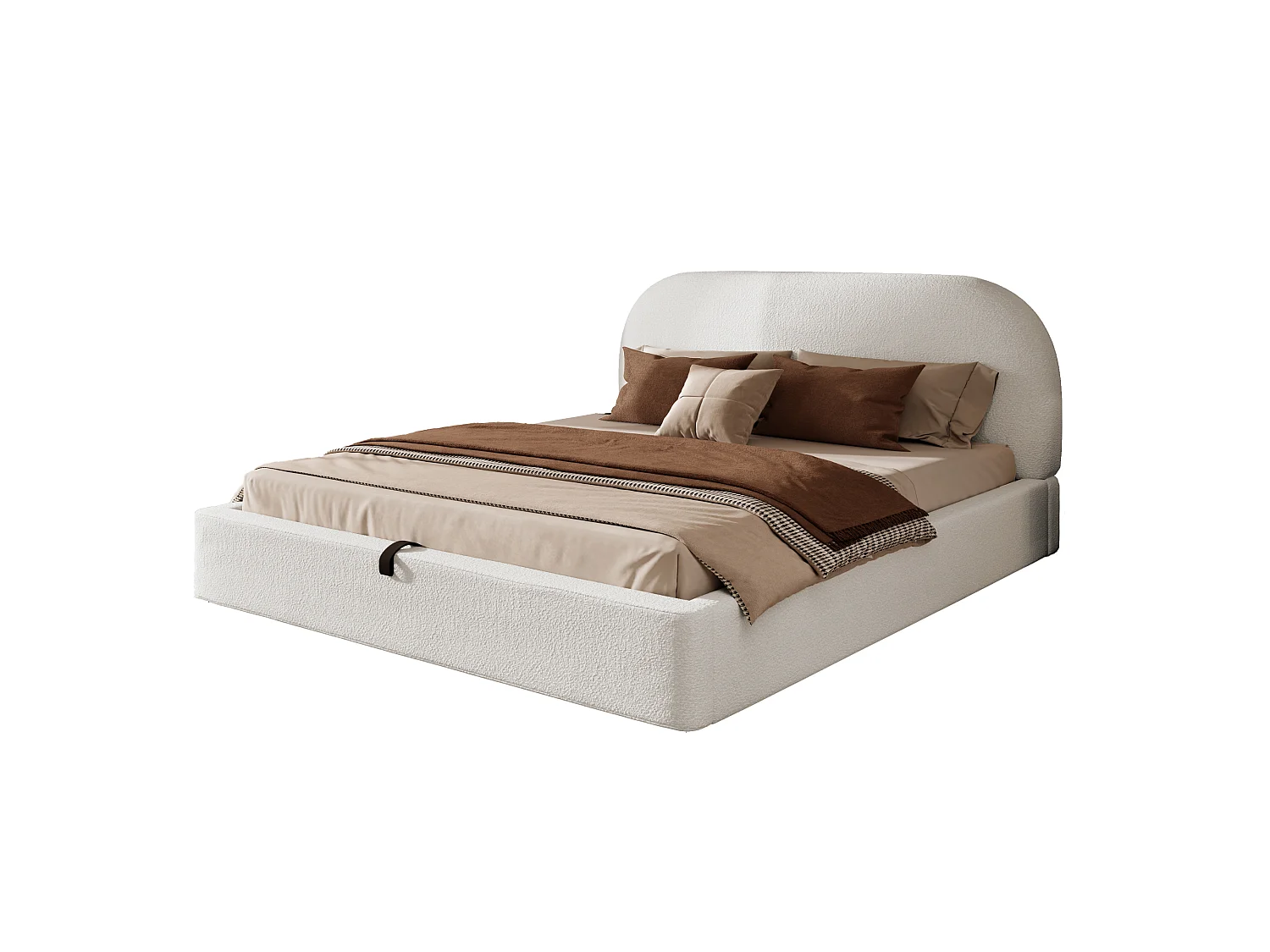 Gestoffeerd opbergbed 160x200cm - Grote opbergruimte - Bouclé stof - Beige (zonder matras)