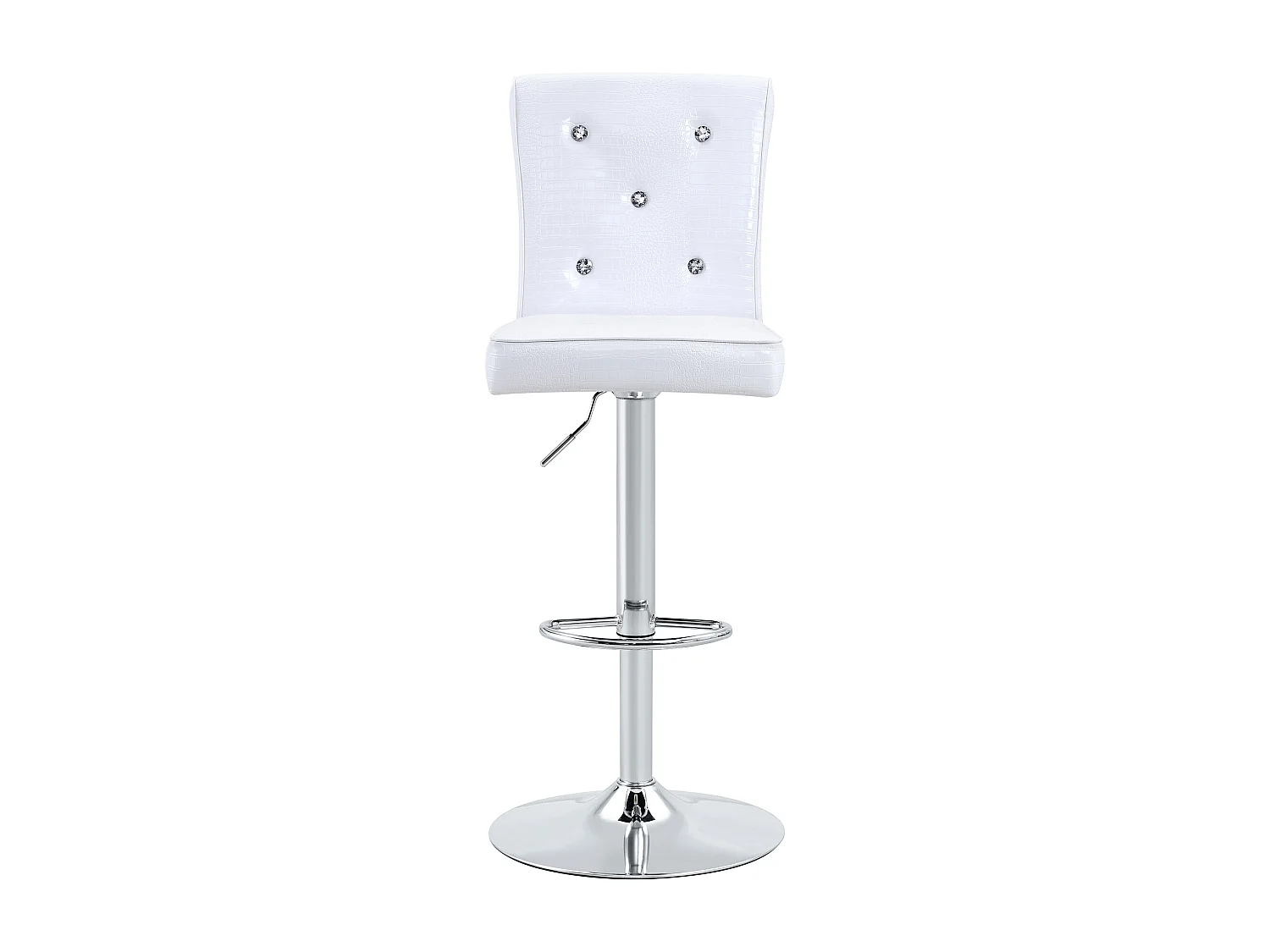Lot de 2 chaises de bar réglables pivotantes effet crocodile - PVC blanc, pieds argentés