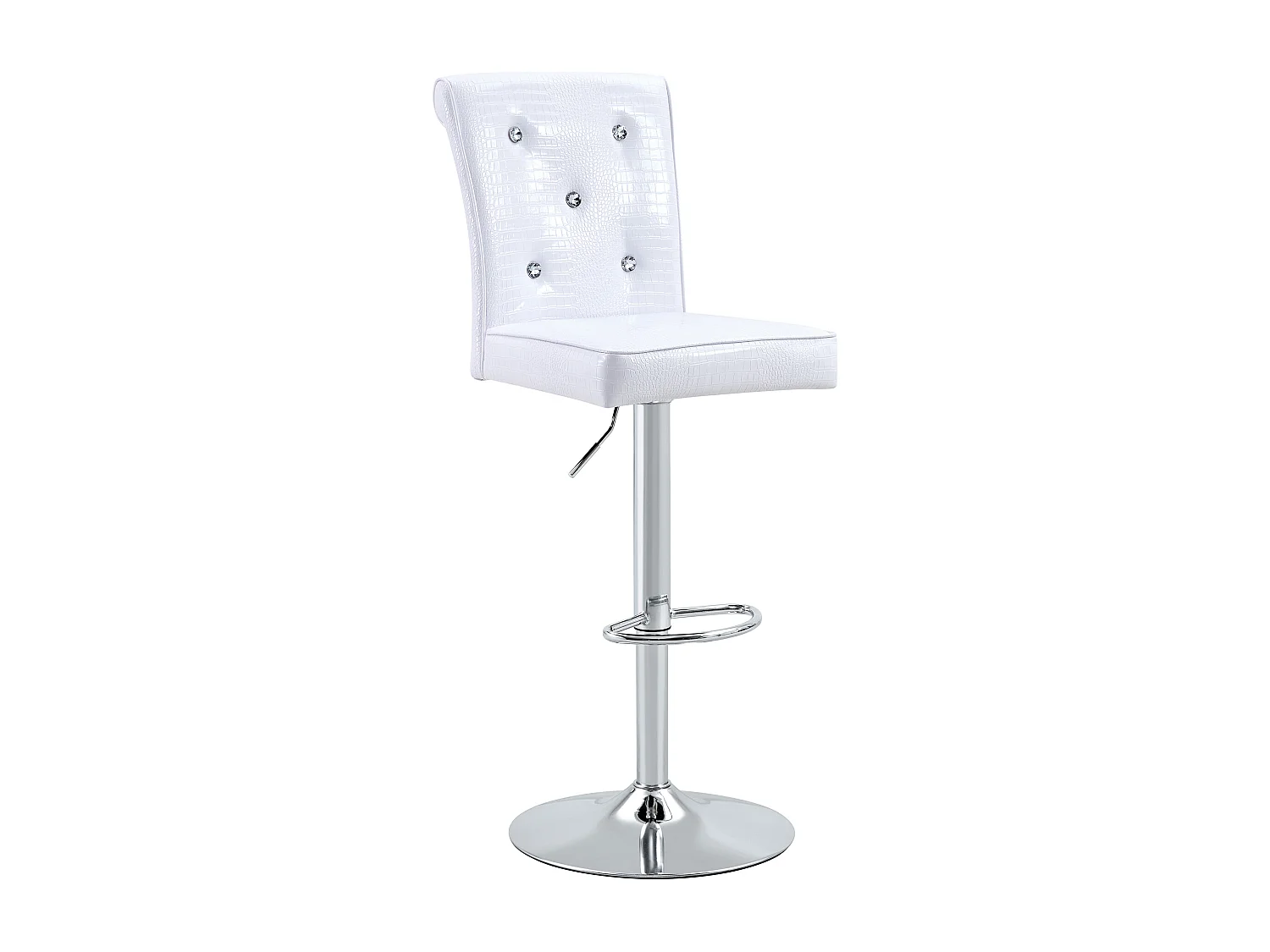 Lot de 2 chaises de bar réglables pivotantes effet crocodile - PVC blanc, pieds argentés