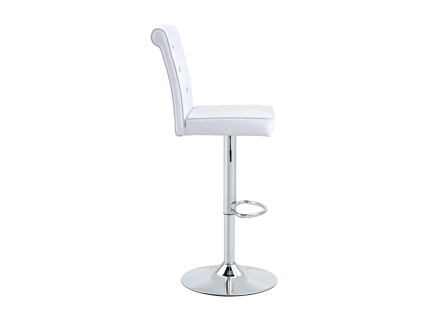Lot de 2 chaises de bar réglables pivotantes effet crocodile - PVC blanc, pieds argentés