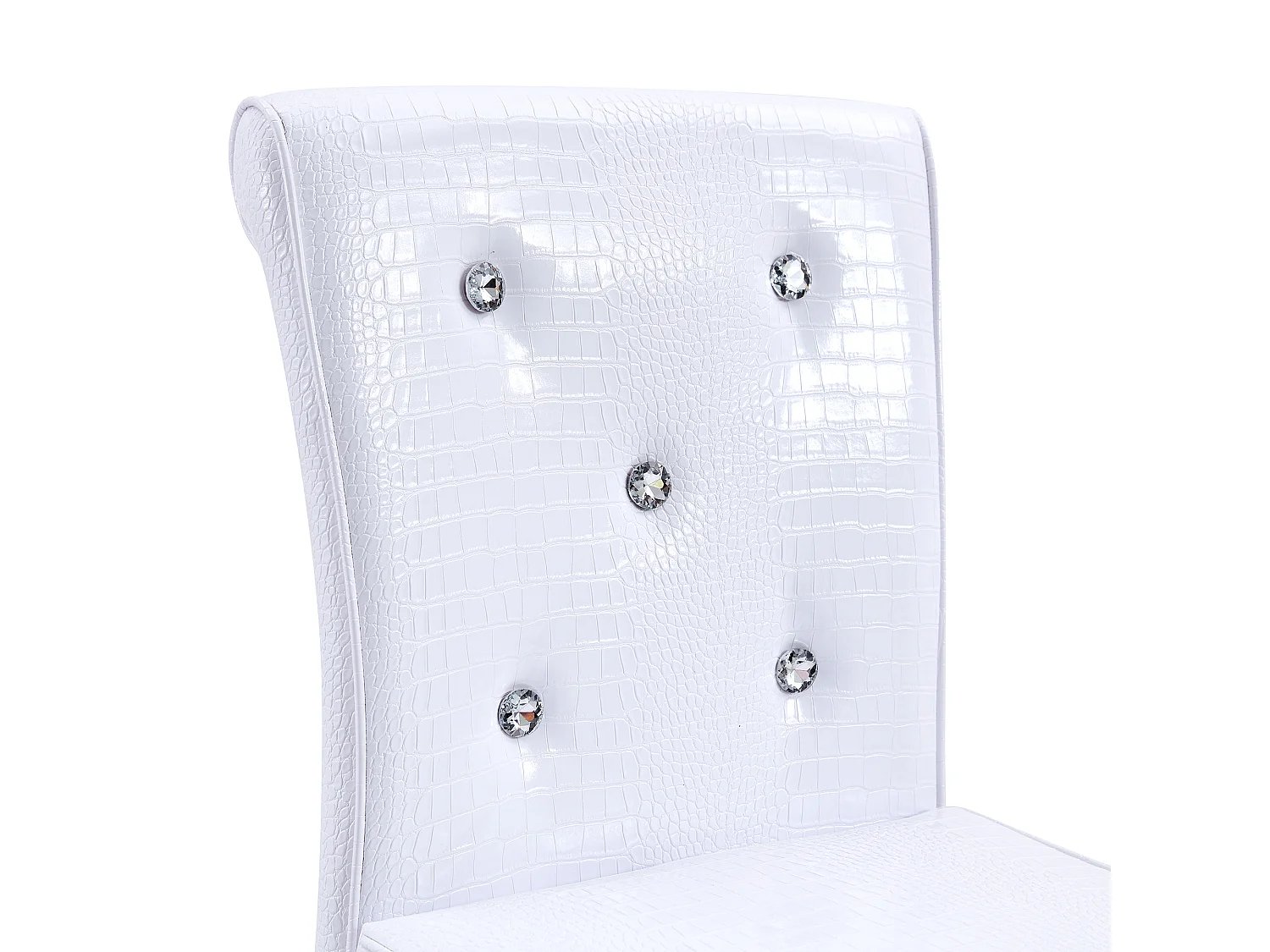Lot de 2 chaises de bar réglables pivotantes effet crocodile - PVC blanc, pieds argentés