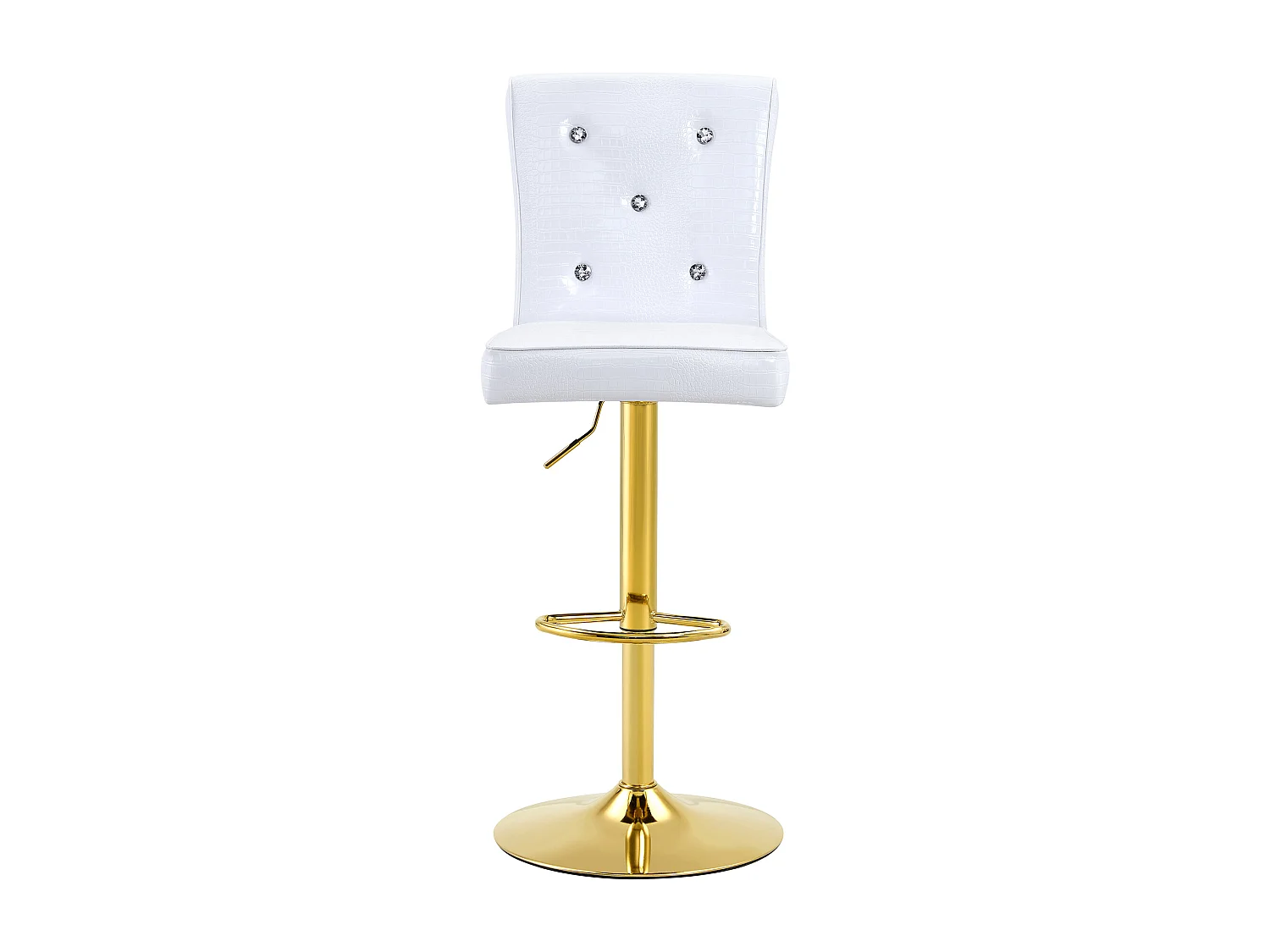 Lot de 2 chaises de bar réglables pivotantes effet crocodile - PVC blanc