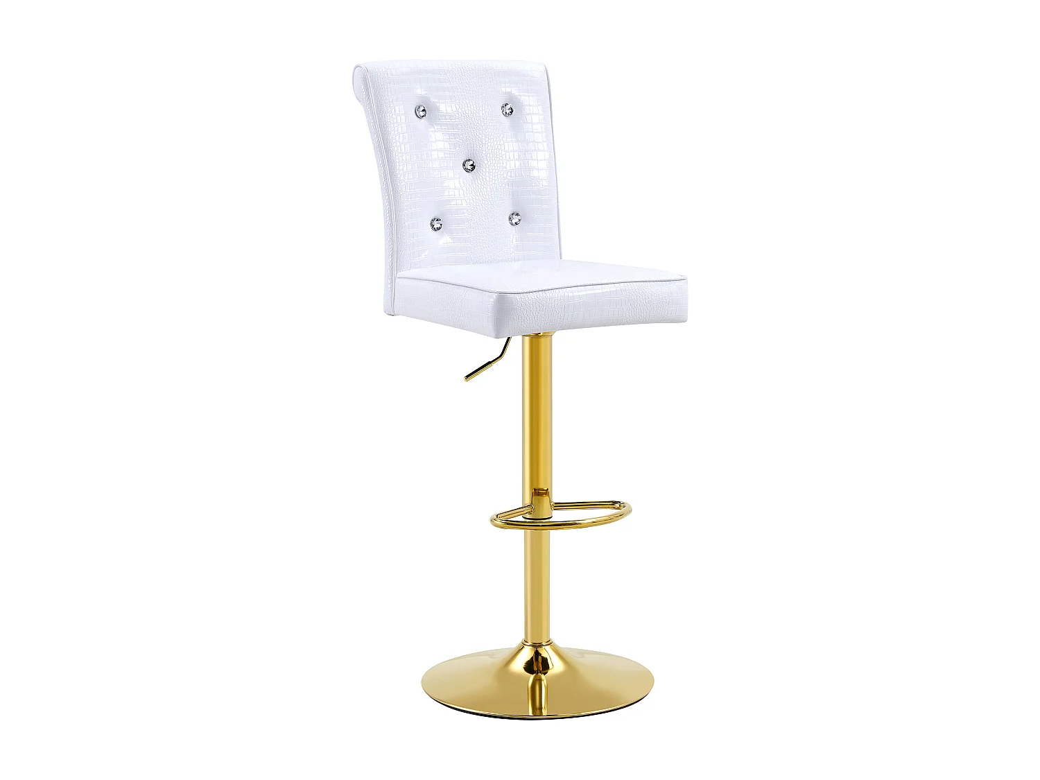Lot de 2 chaises de bar réglables pivotantes effet crocodile - PVC blanc