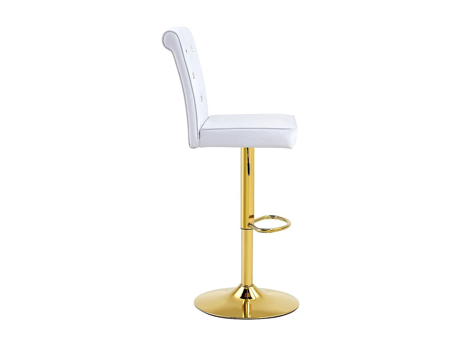 Lot de 2 chaises de bar réglables pivotantes effet crocodile - PVC blanc