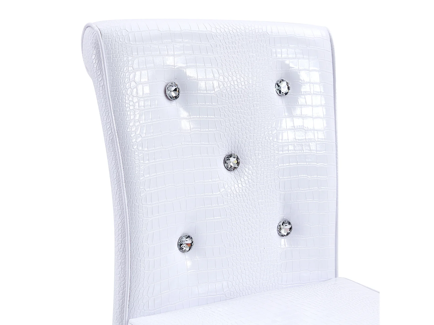 Lot de 2 chaises de bar réglables pivotantes effet crocodile - PVC blanc
