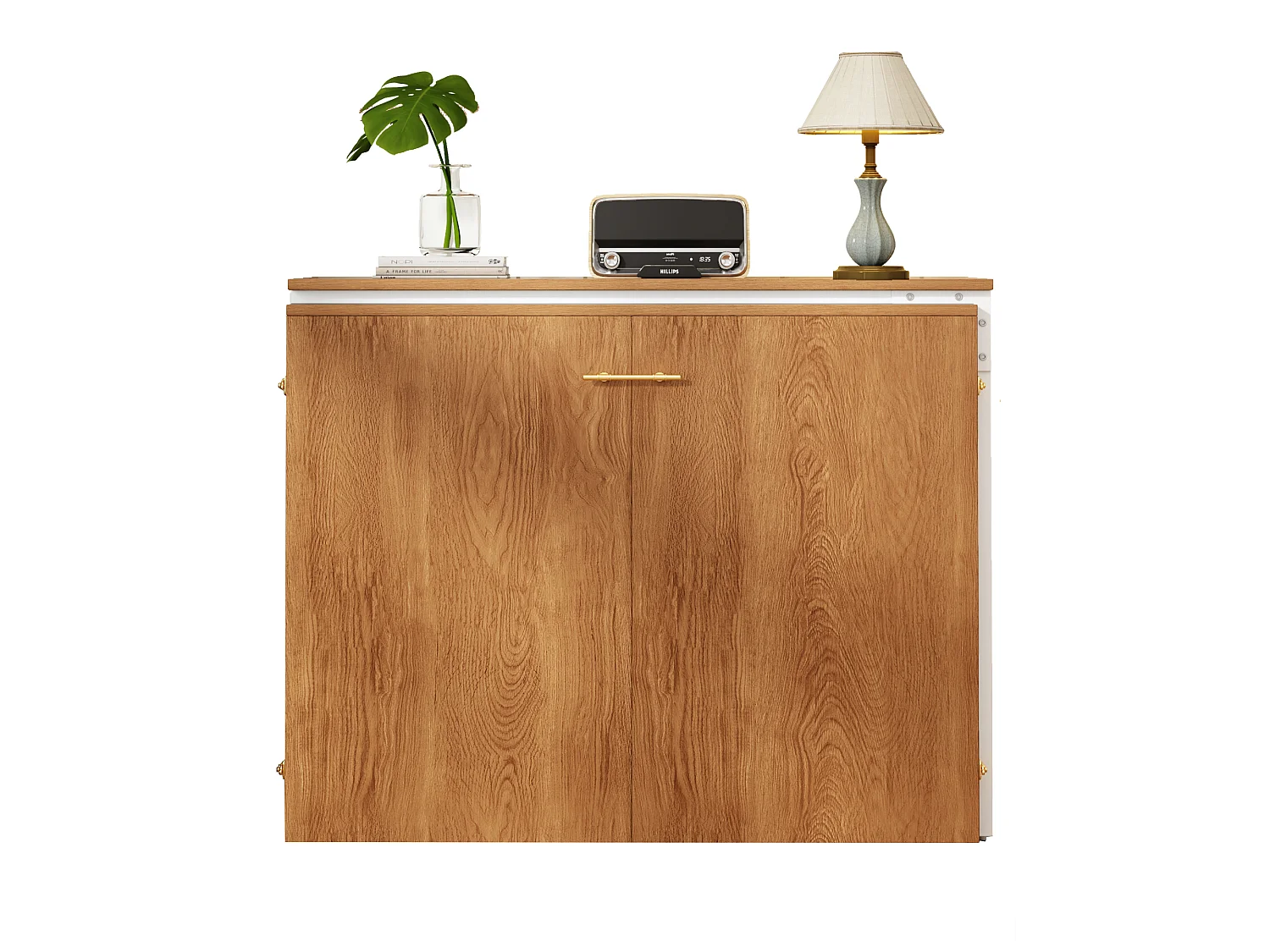 Lit pliant 90x200 cm – Avec bureau pivotant – Naturel