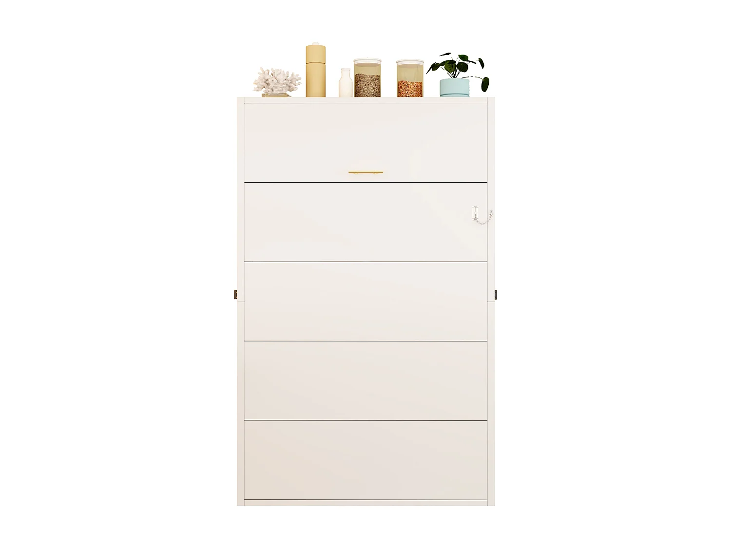 Lit escamotable 90x200cm - Cadre en métal + panneau en bois - Avec fixation murale verrouillable - Blanc (Matelas non inclus)