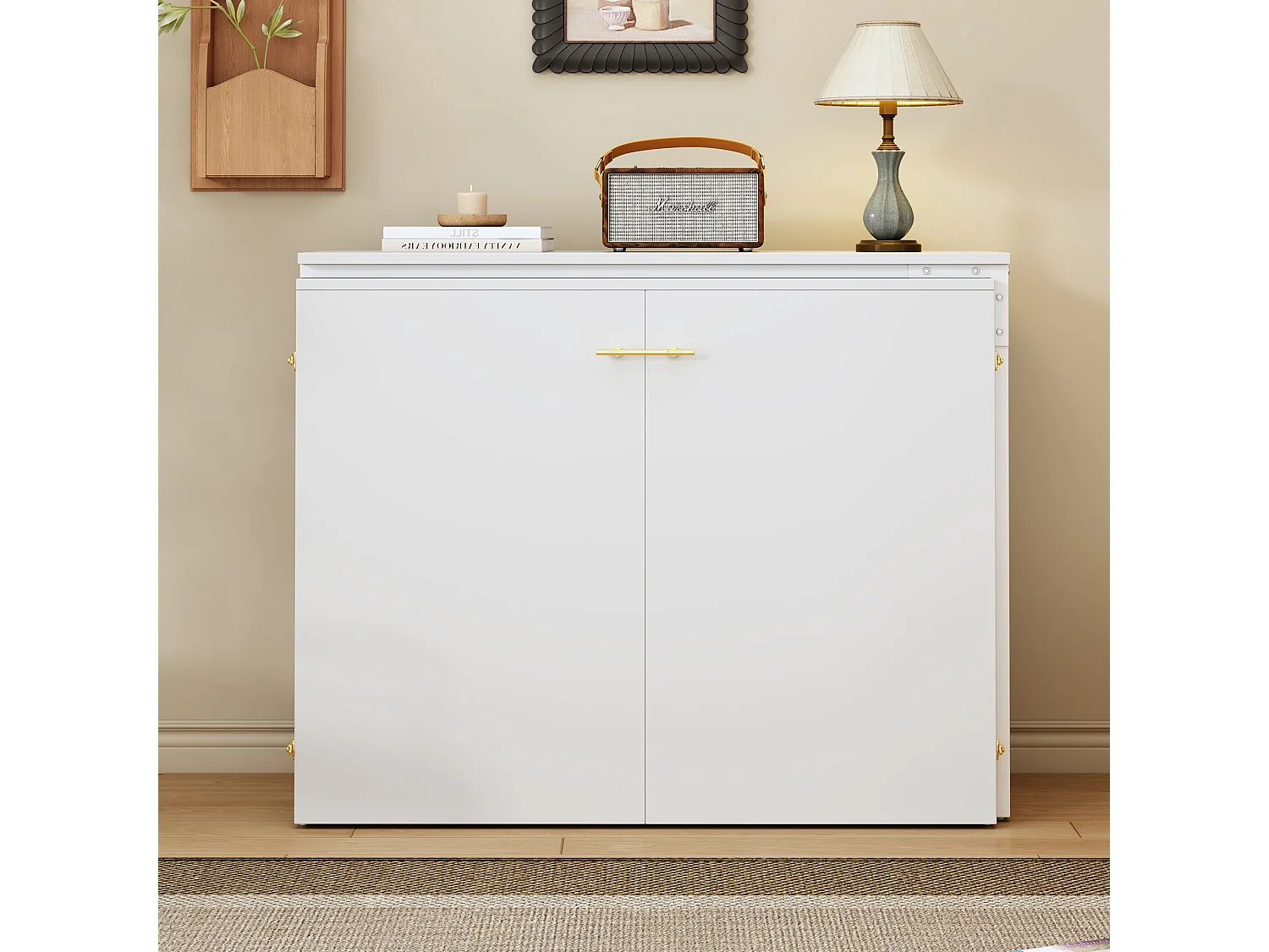 Lit pliant 90x200 cm – Avec bureau pivotant – Blanc