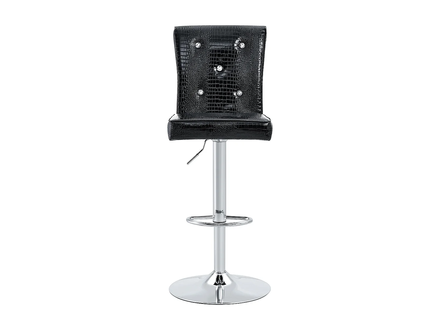Lot de 2 chaises de bar réglables pivotantes effet crocodile - PVC noir, pieds argentés