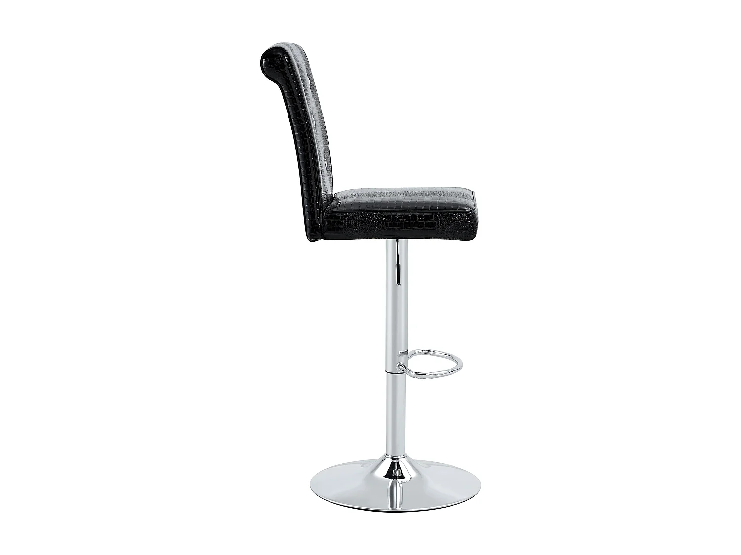 Lot de 2 chaises de bar réglables pivotantes effet crocodile - PVC noir, pieds argentés